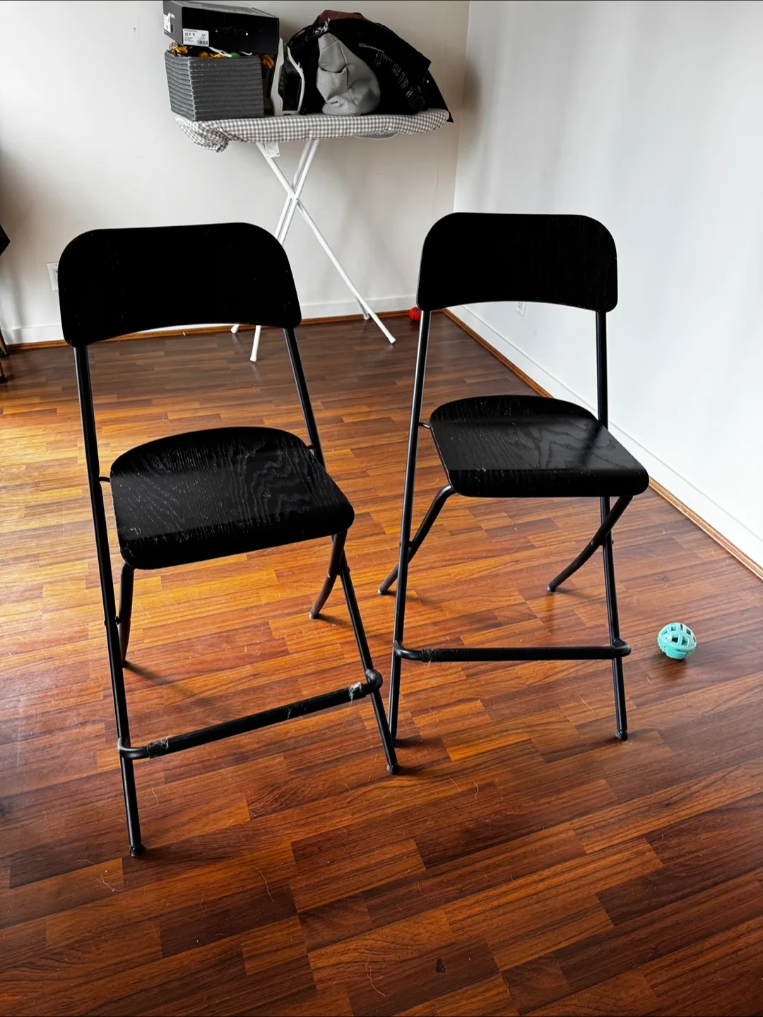 Pair of Black Folding Chairs thumbnail