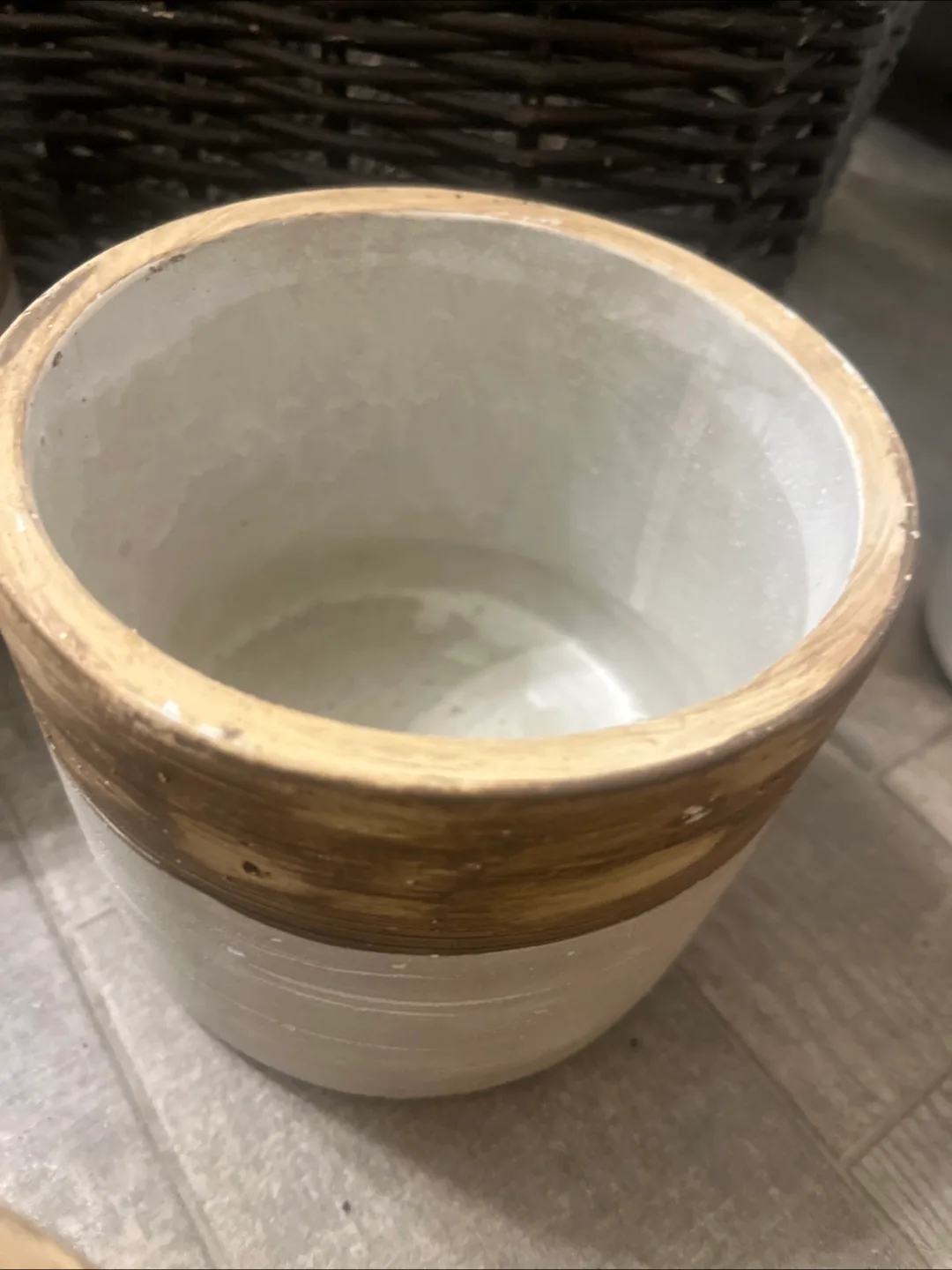 Stylish Concrete Planters in worn rustic basket image indicator(4)