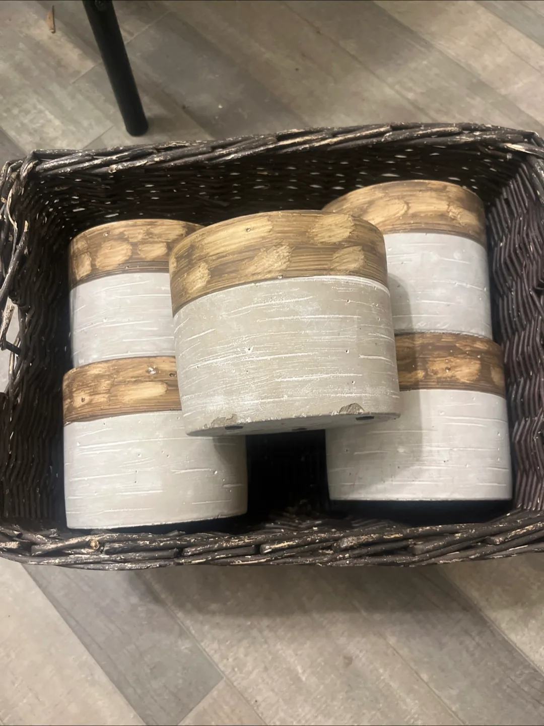 Stylish Concrete Planters in worn rustic basket image indicator(6)