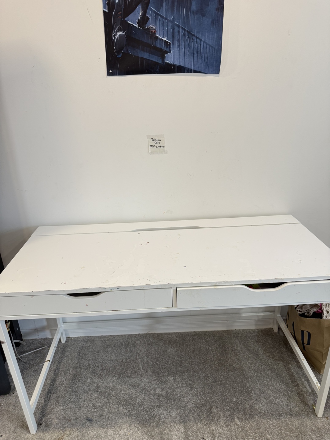 White Desk with Two Drawers