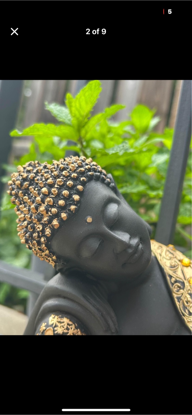 Sleeping Buddha Statue - Black and Gold