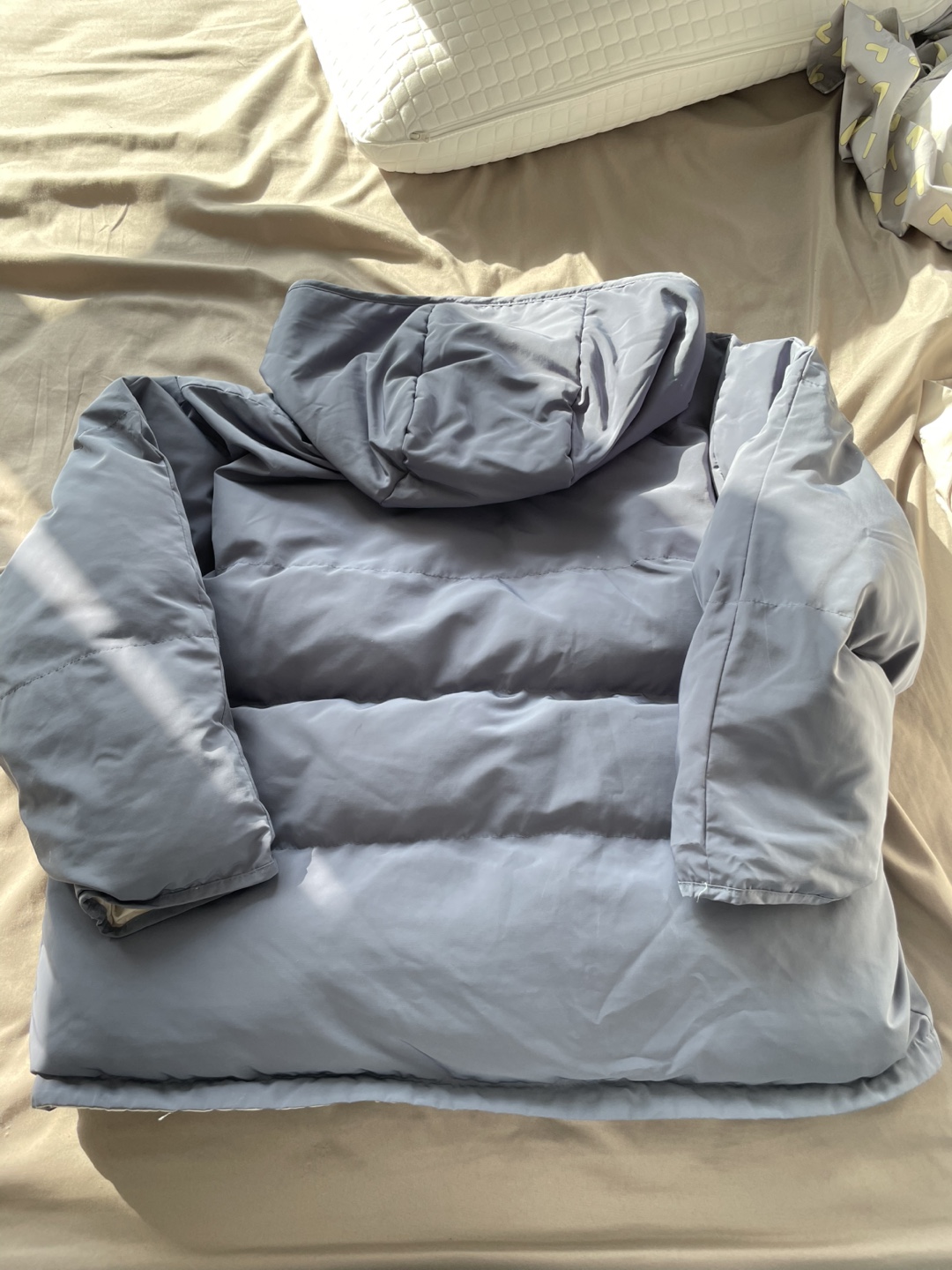 Grey Puffer Jacket with Hood - photo 2