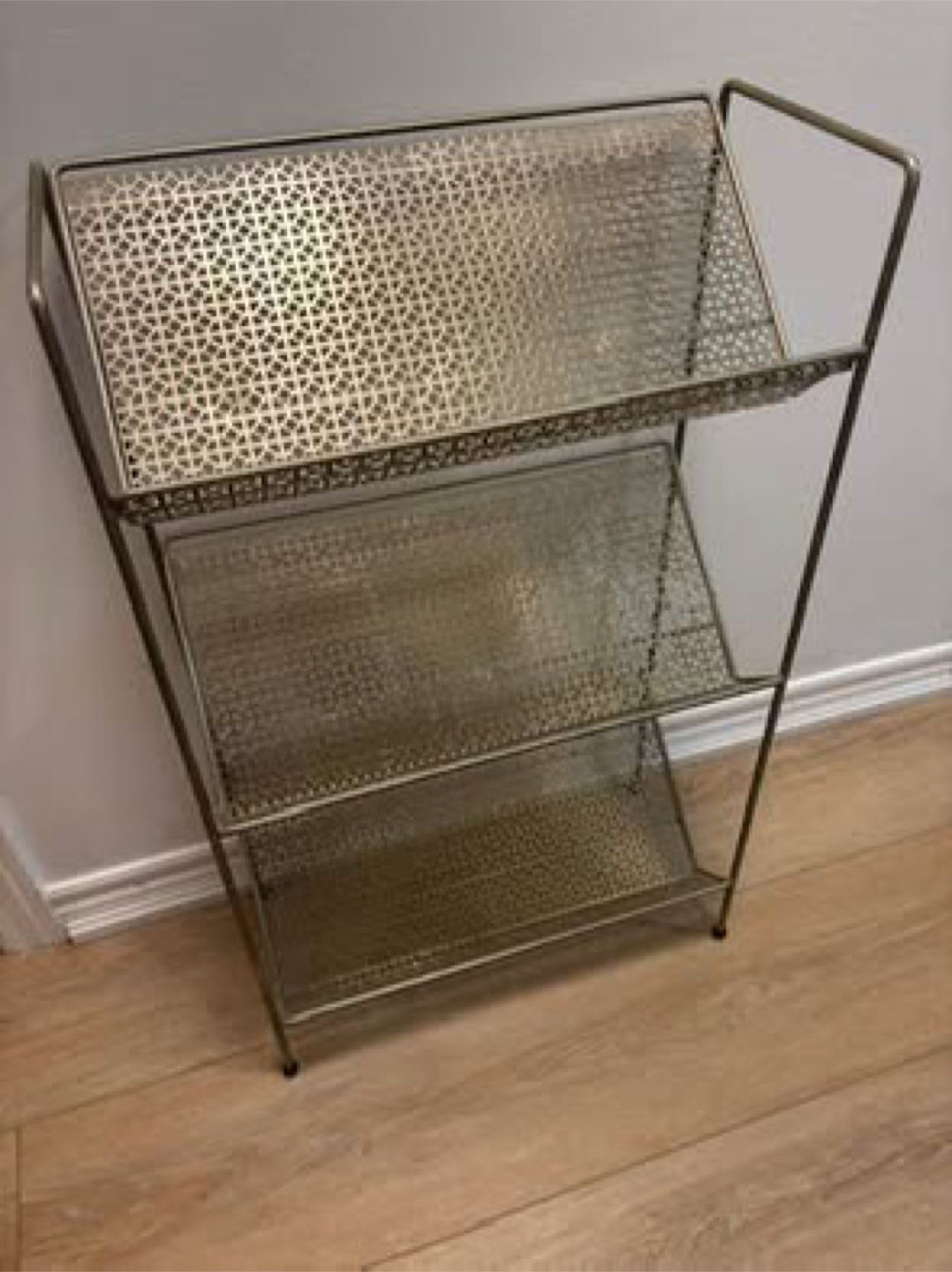 MCM gold toned 3 tier shelf