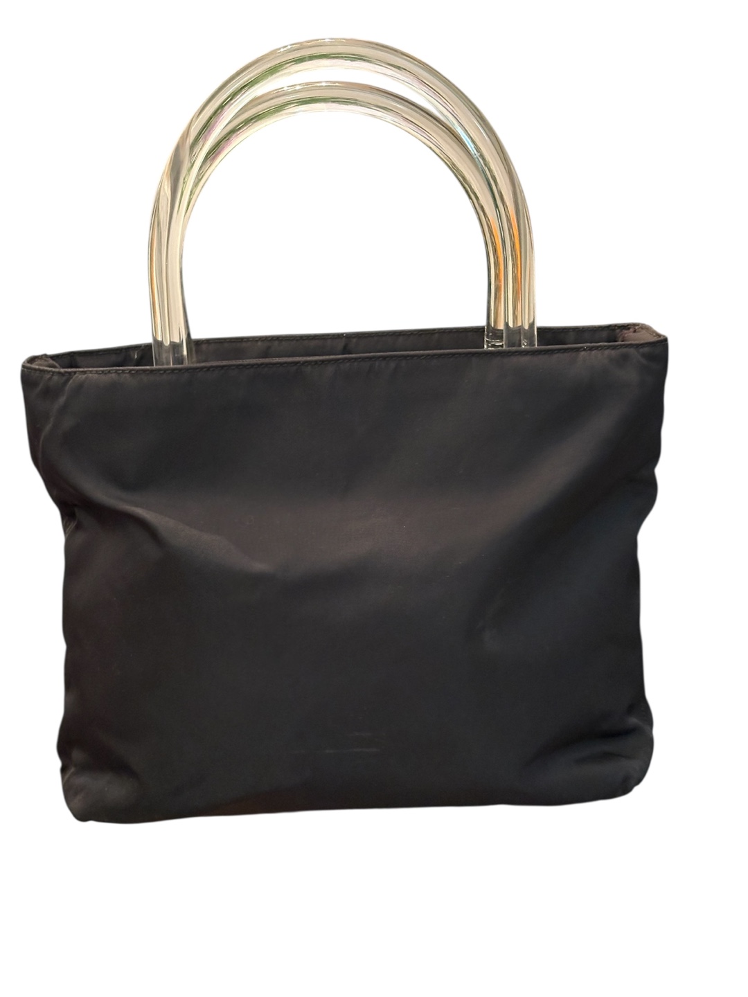 Prada Black Nylon Tote Bag with Clear Handles