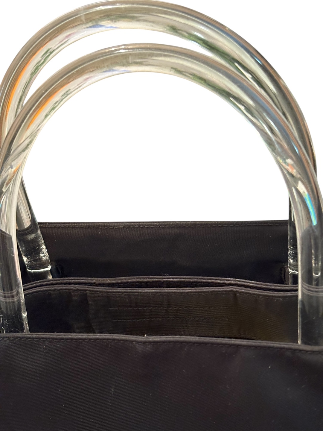 Prada Black Nylon Tote Bag with Clear Handles - photo 4