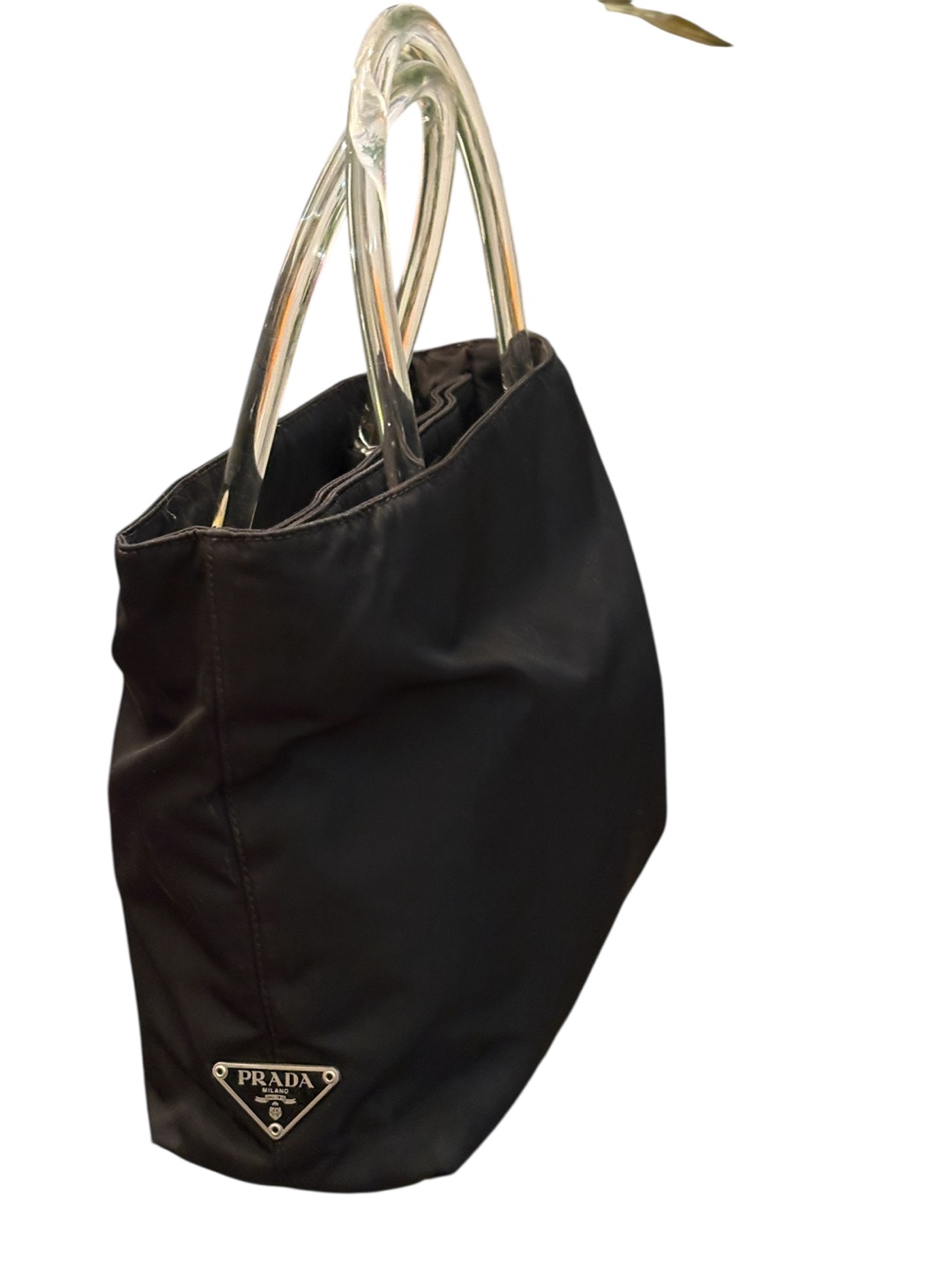 Prada Black Nylon Tote Bag with Clear Handles - photo 3