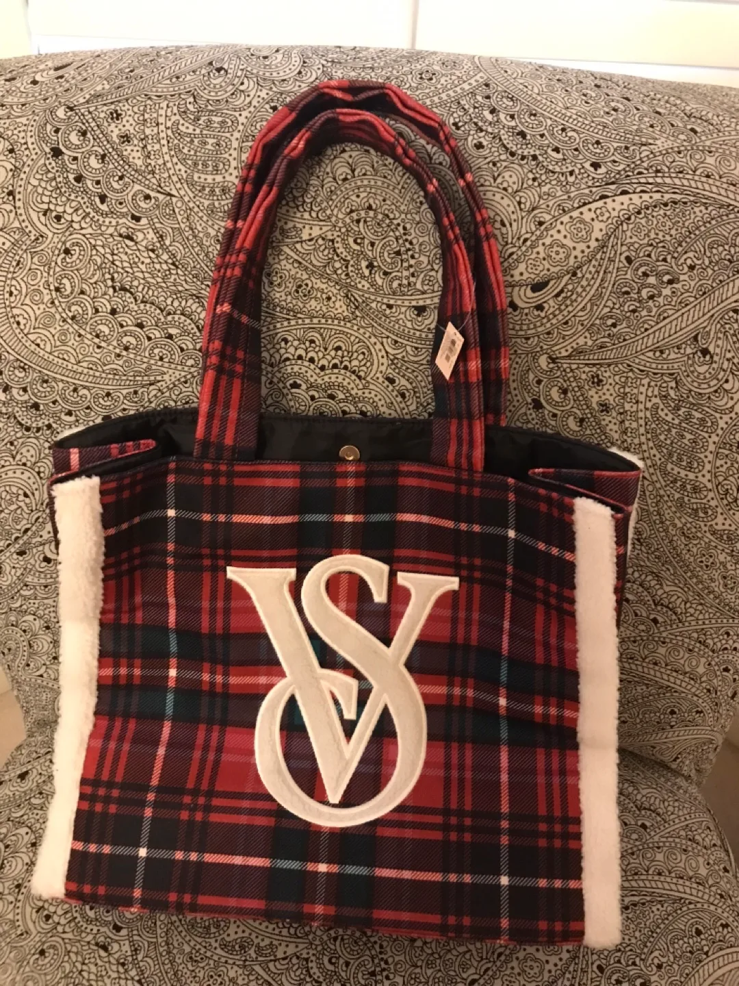 Victoria's Secret Red Plaid Tote Bag image indicator(2)