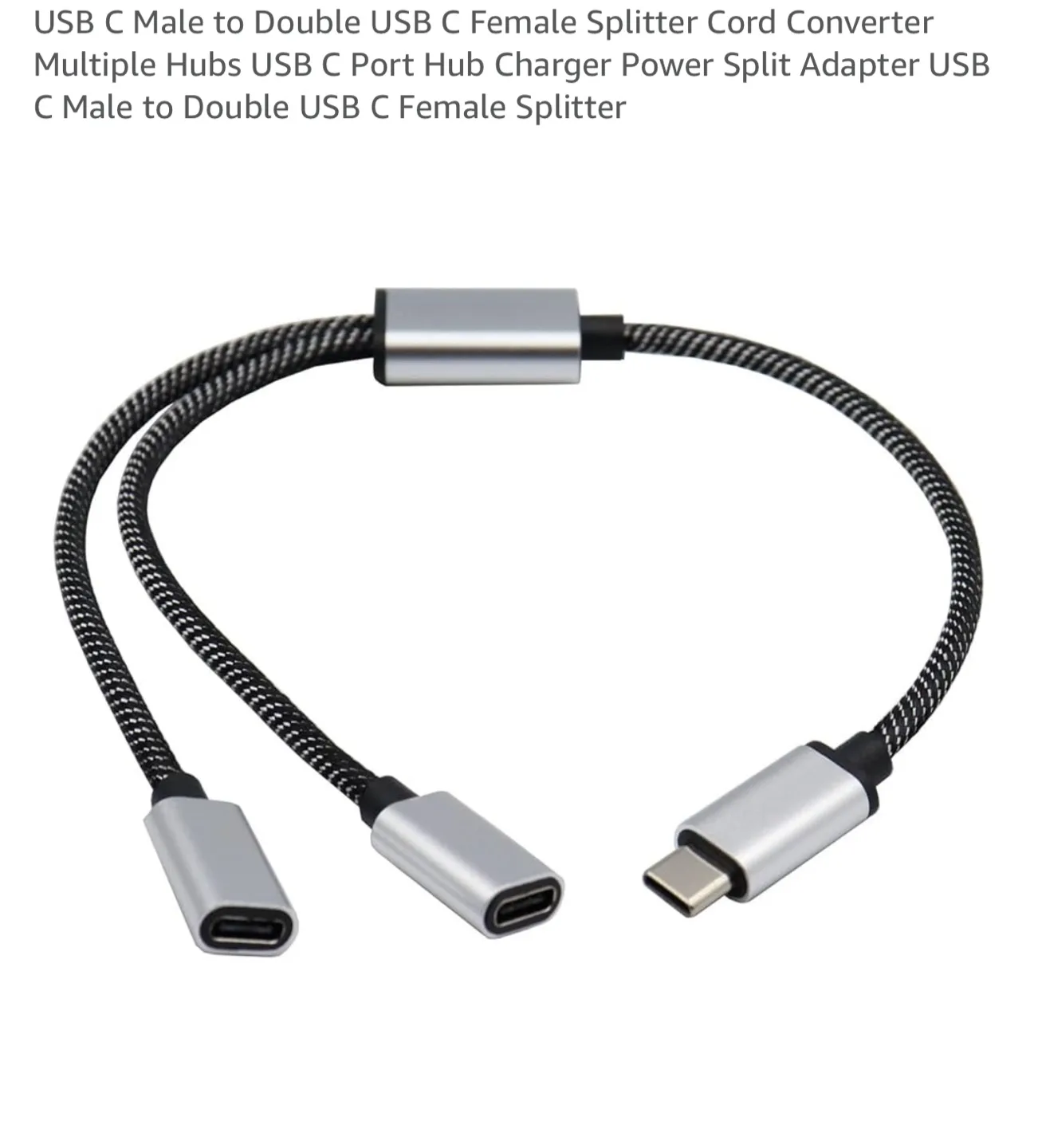 USB-C Male to Dual USB-C Female Splitter Cable