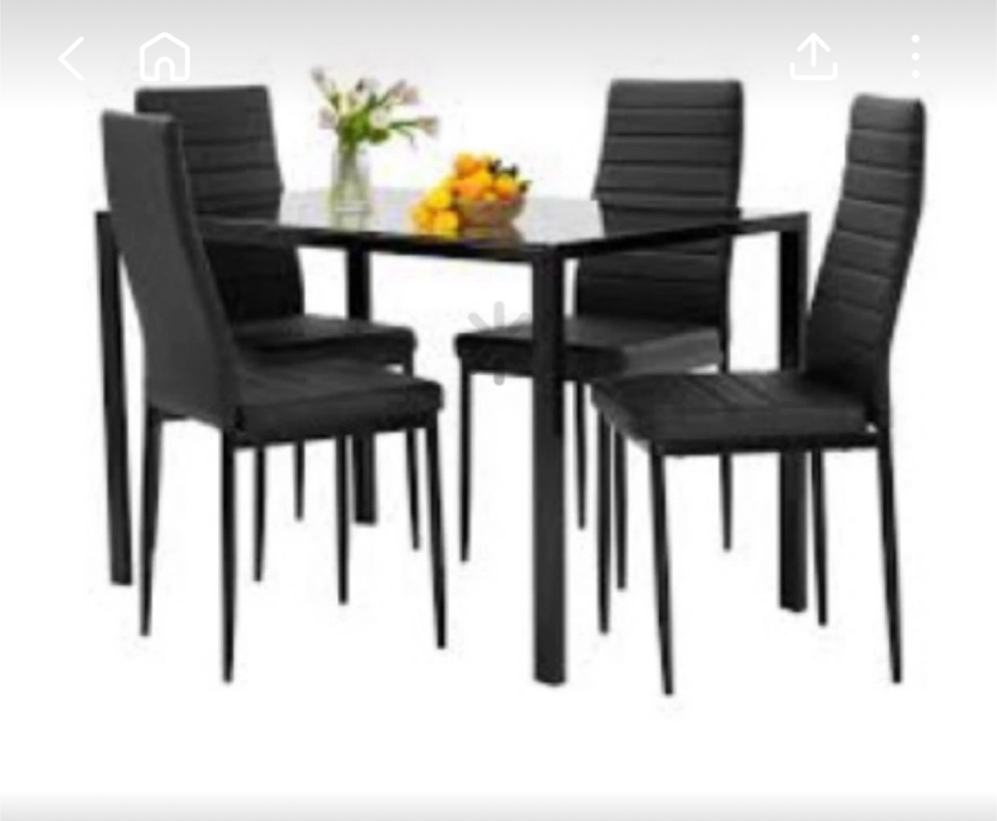 Black Glass Dining Table Set with  6 Chairs
