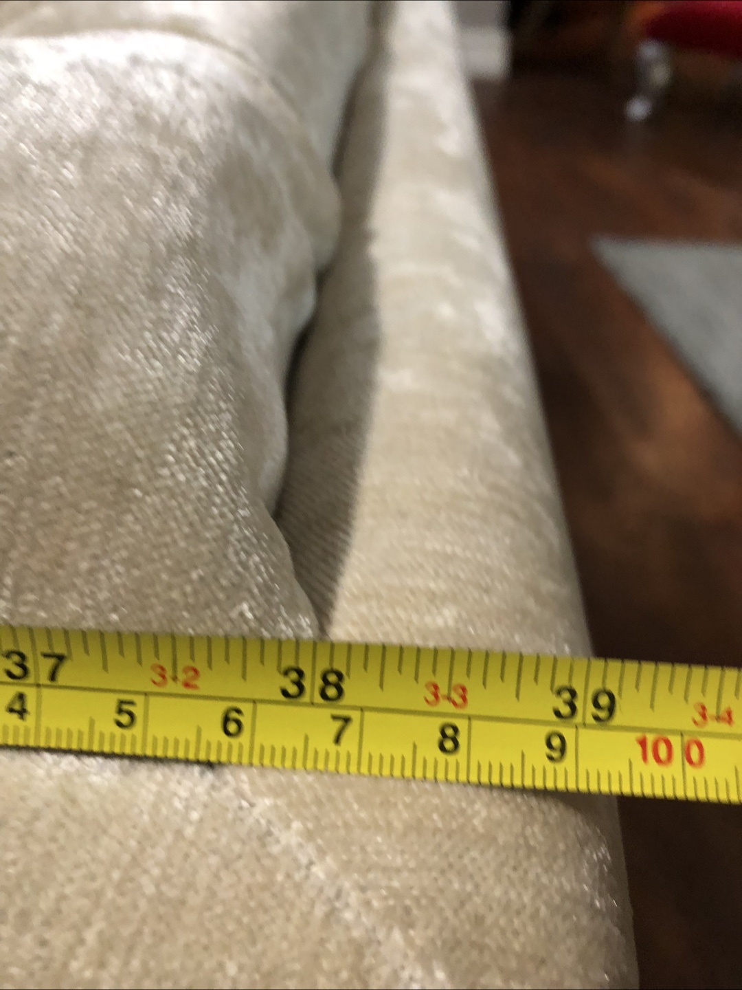 Beige Velvet Tufted Ottoman - photo 3