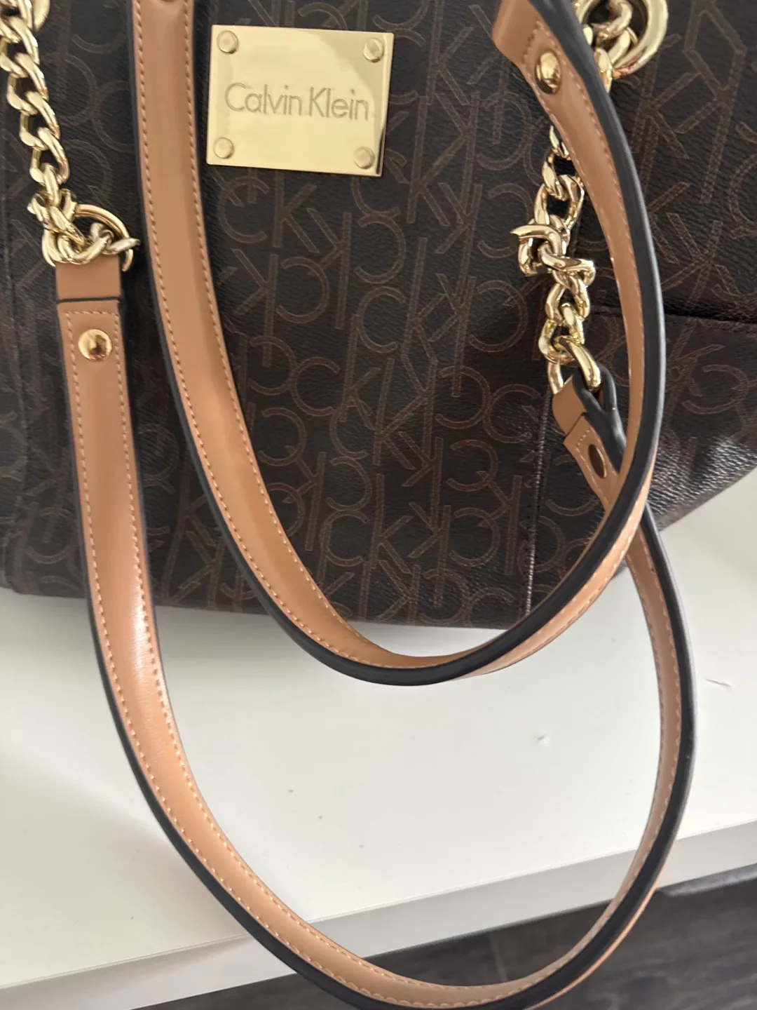 Calvin Klein Brown Monogram Tote Bag image indicator(5)