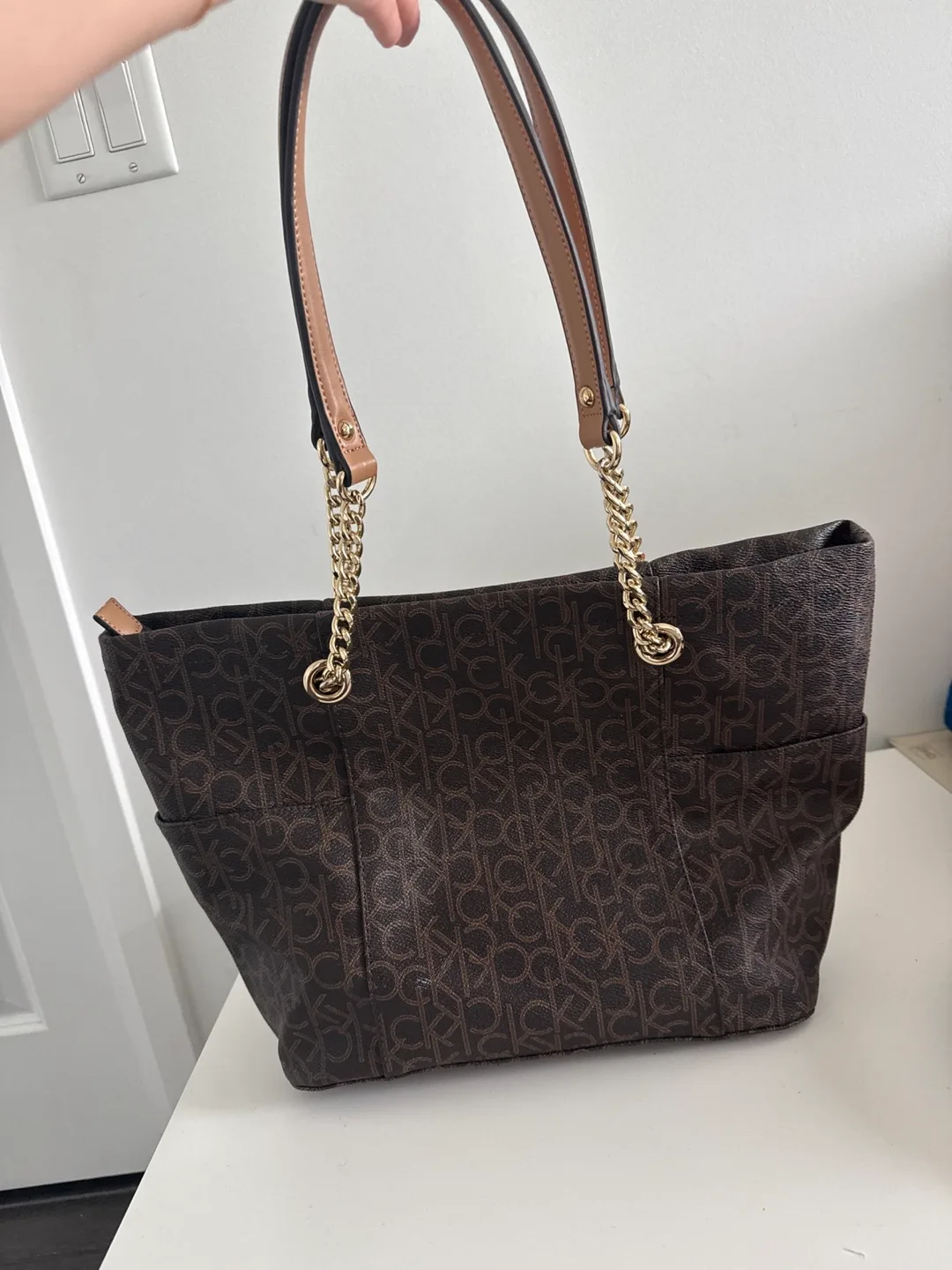 Calvin Klein Brown Monogram Tote Bag image indicator(2)