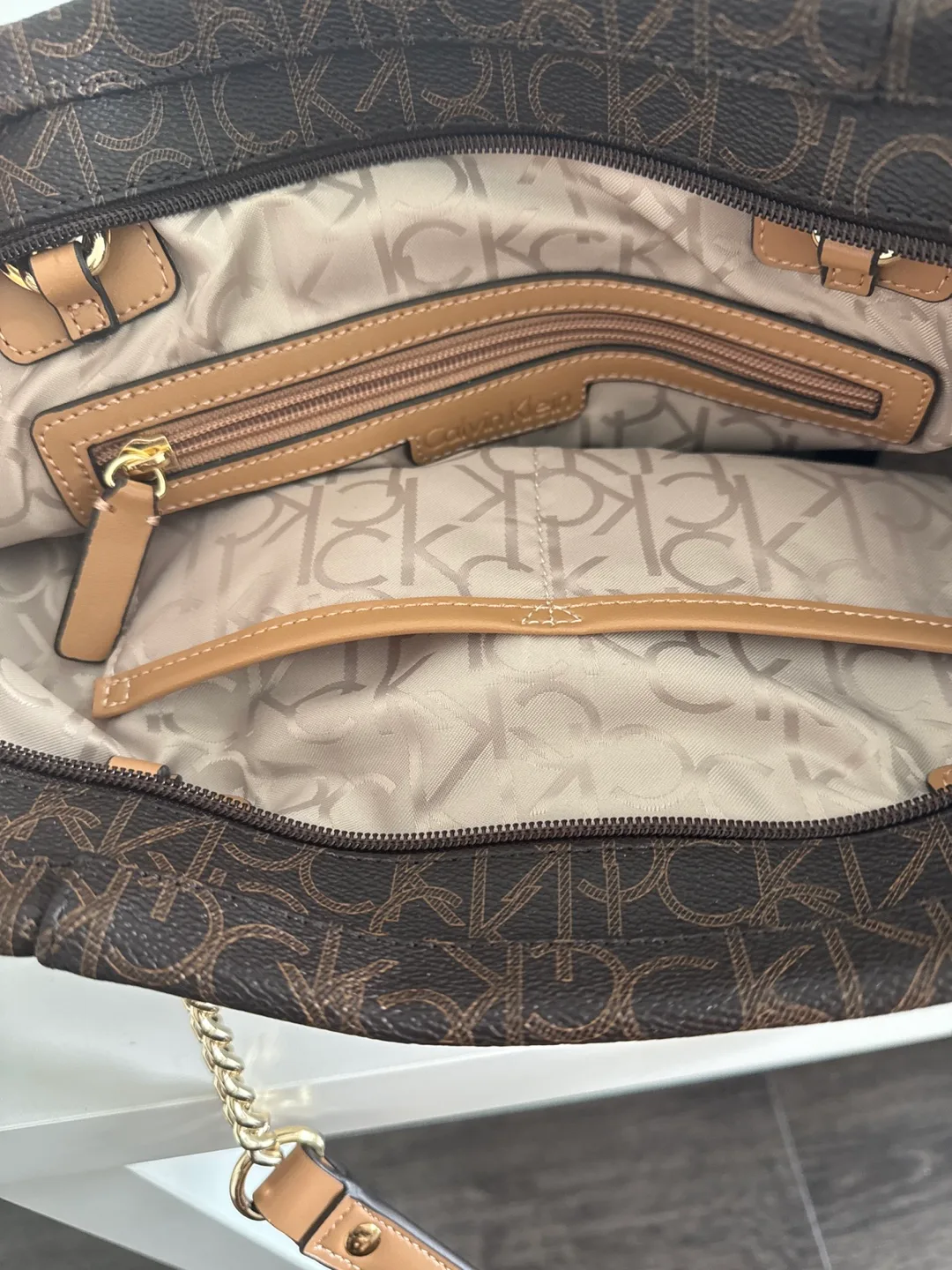 Calvin Klein Brown Monogram Tote Bag image indicator(6)