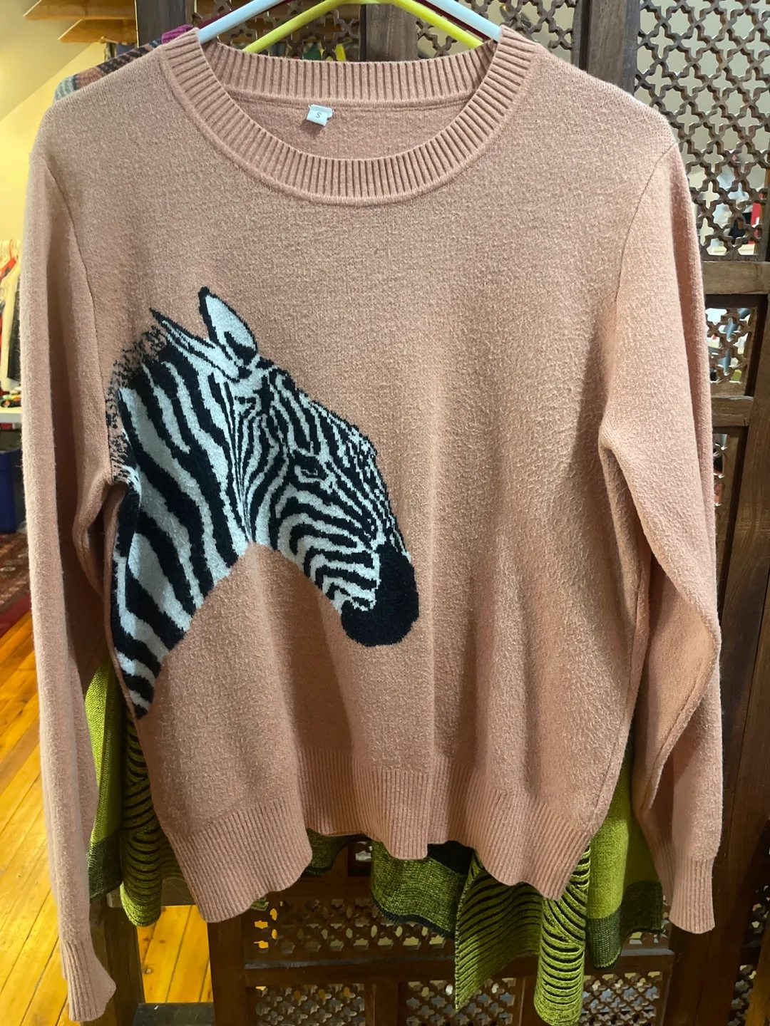 Blush Pink Zebra Sweater - Size Small thumbnail