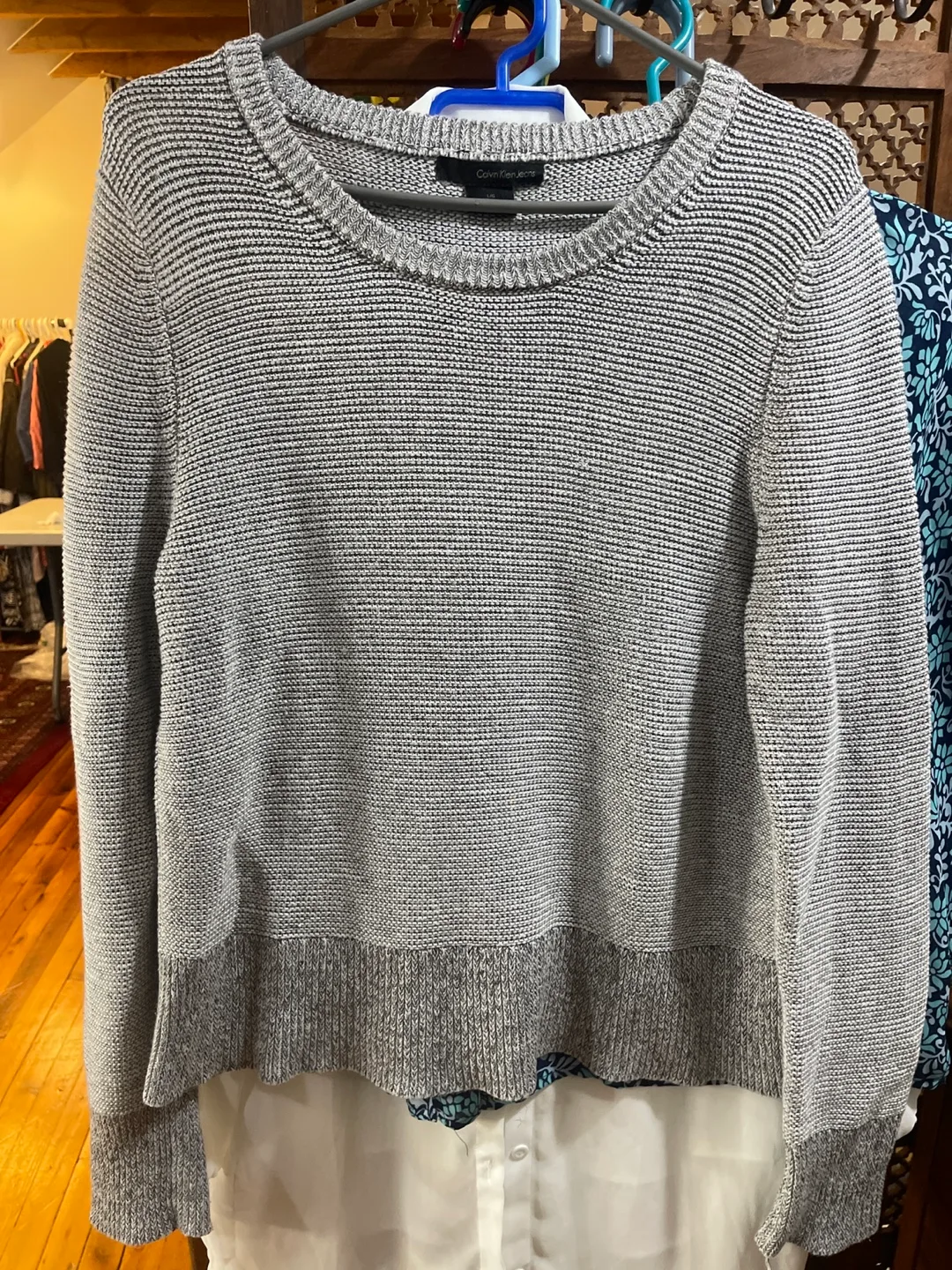 Calvin Klein Jeans Women's Size L/G Grey Knit Sweater thumbnail