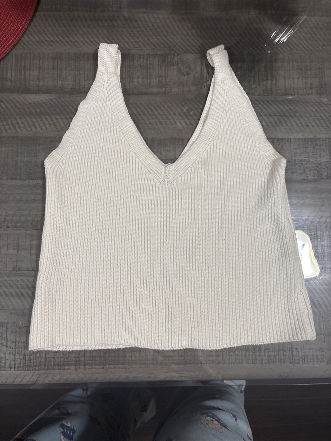 Cream-coloured Knit Tank Top
