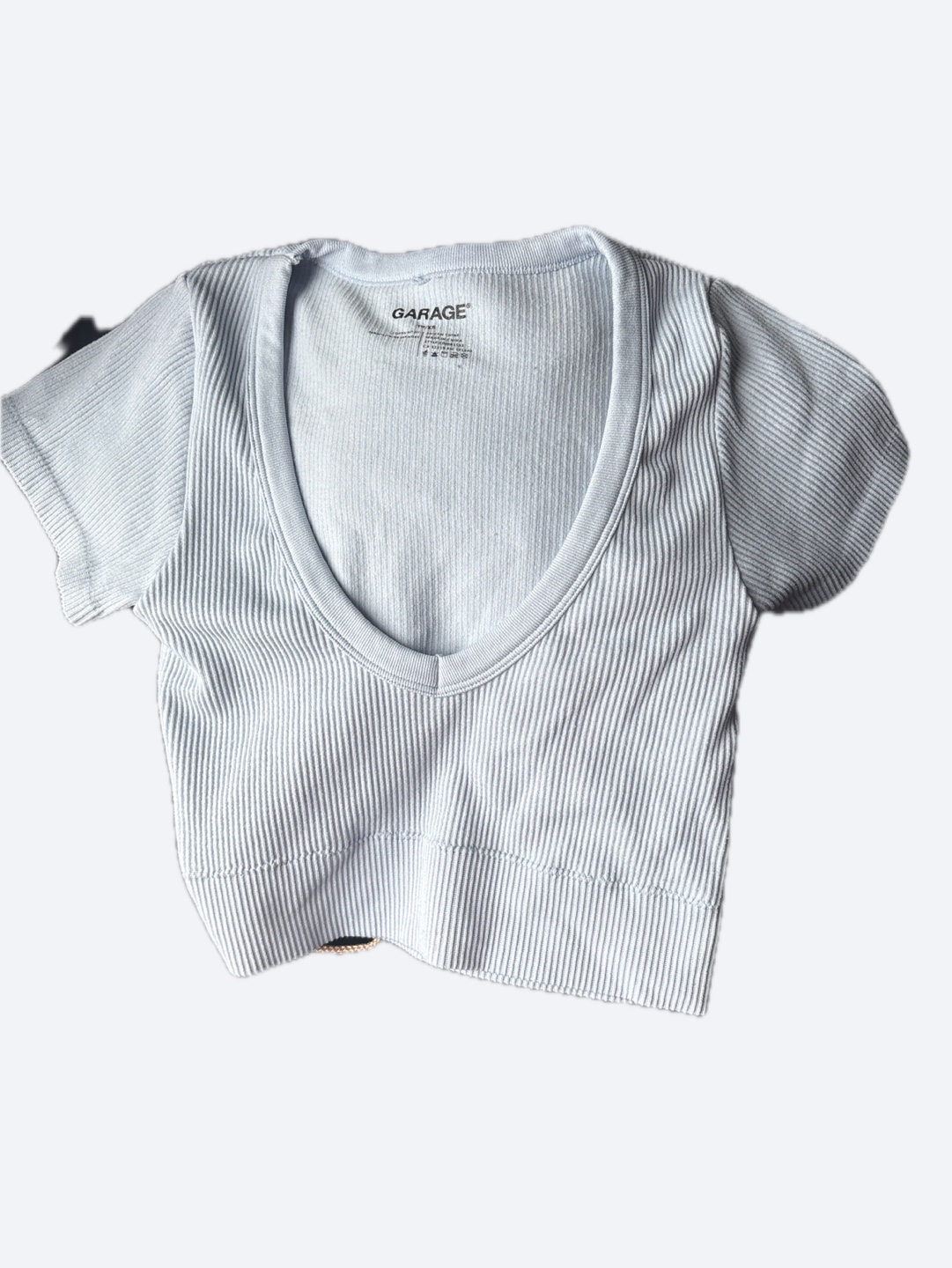 Garage Ribbed Crop Top - Light Blue