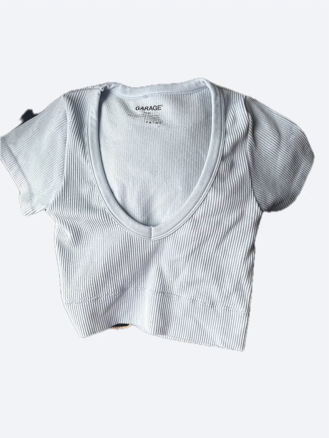 Garage Ribbed Crop Top - Light Blue thumbnail