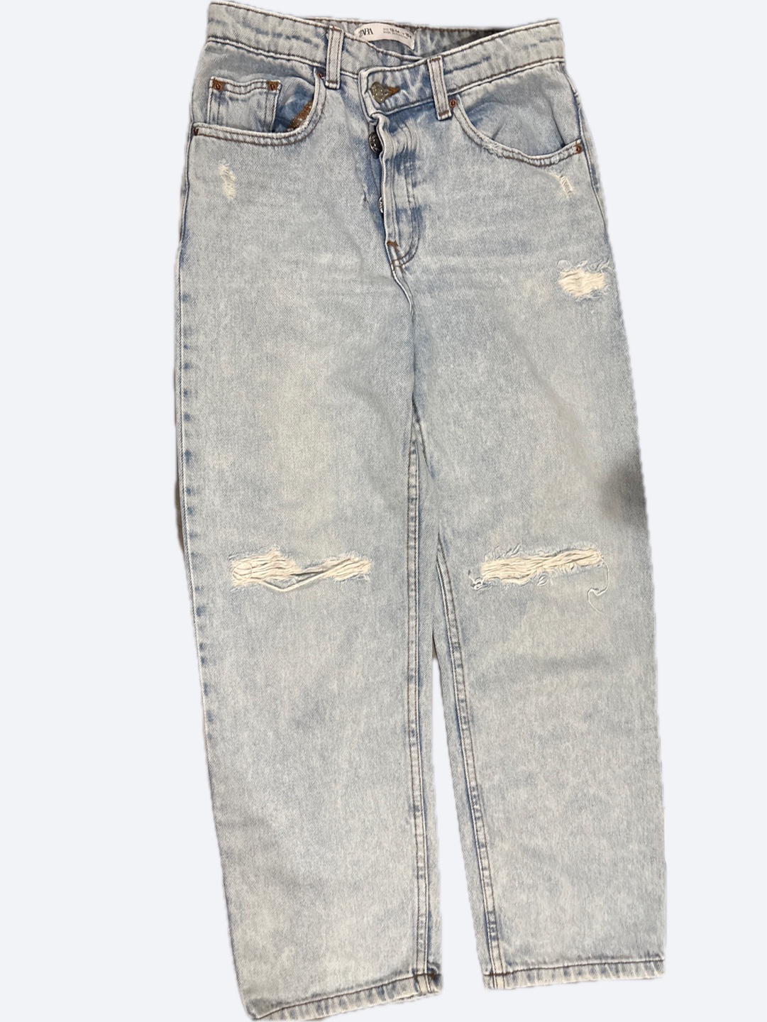 ZARA Girls Light Wash Distressed Denim Jeans Size 13-14