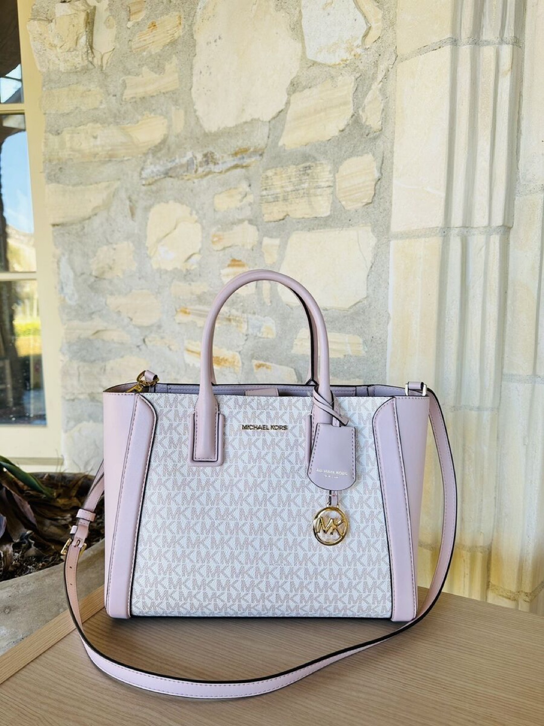 Michael Kors Jet Set Item MK Signature Pink Tote Bag