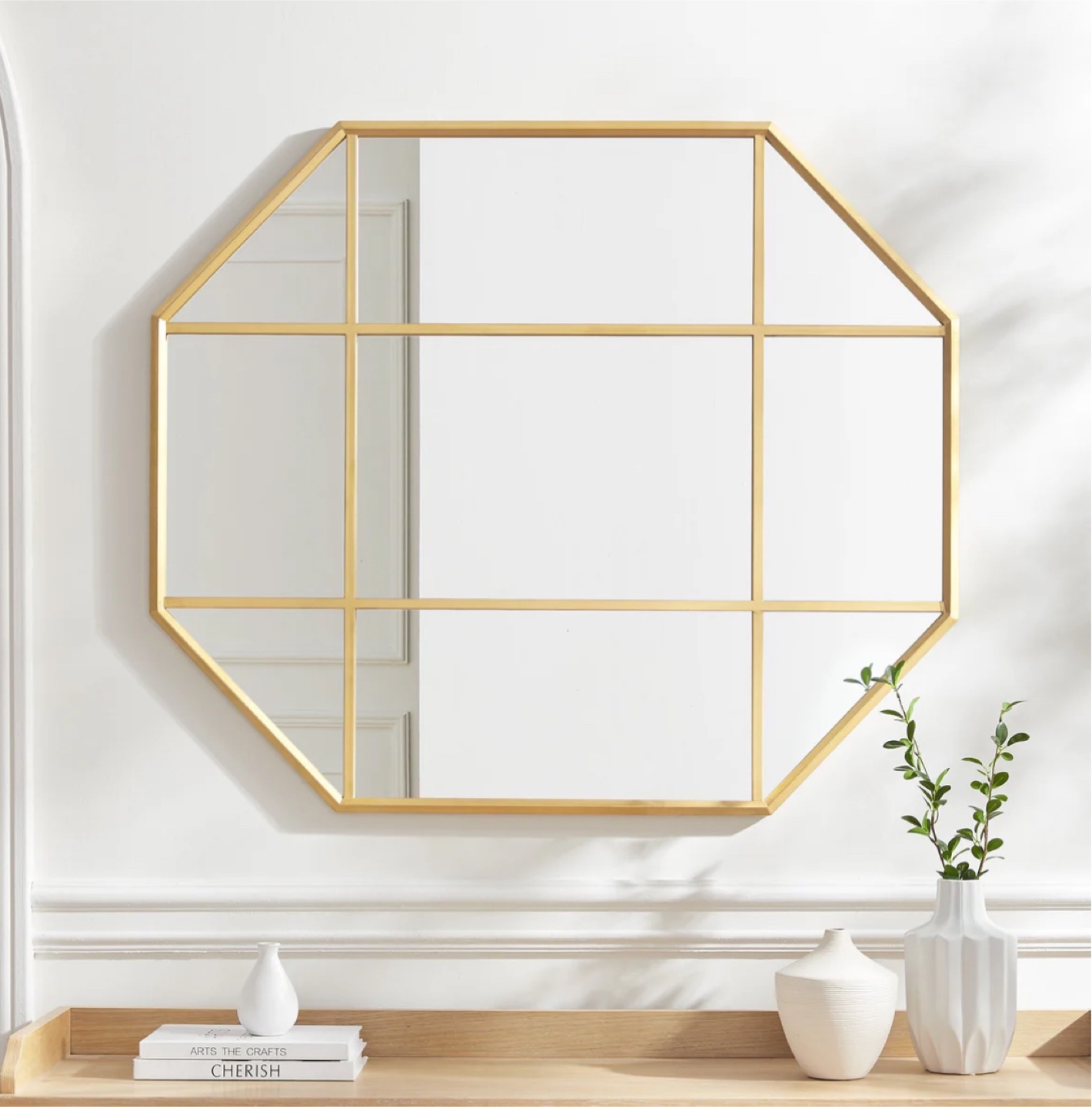 Octagon Gold Metal Frame Wall Mirror - photo 4