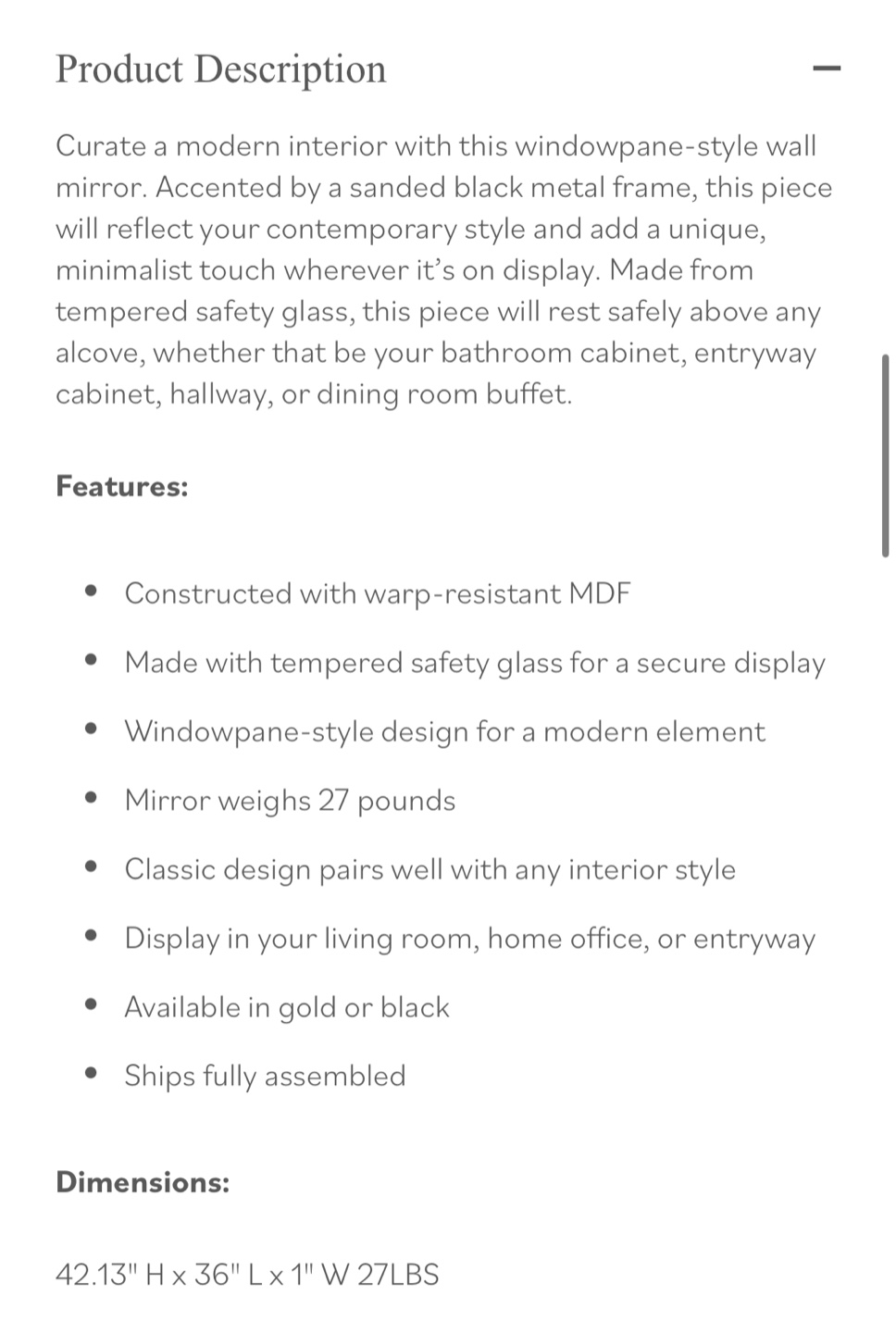 Octagon Gold Metal Frame Wall Mirror - photo 5