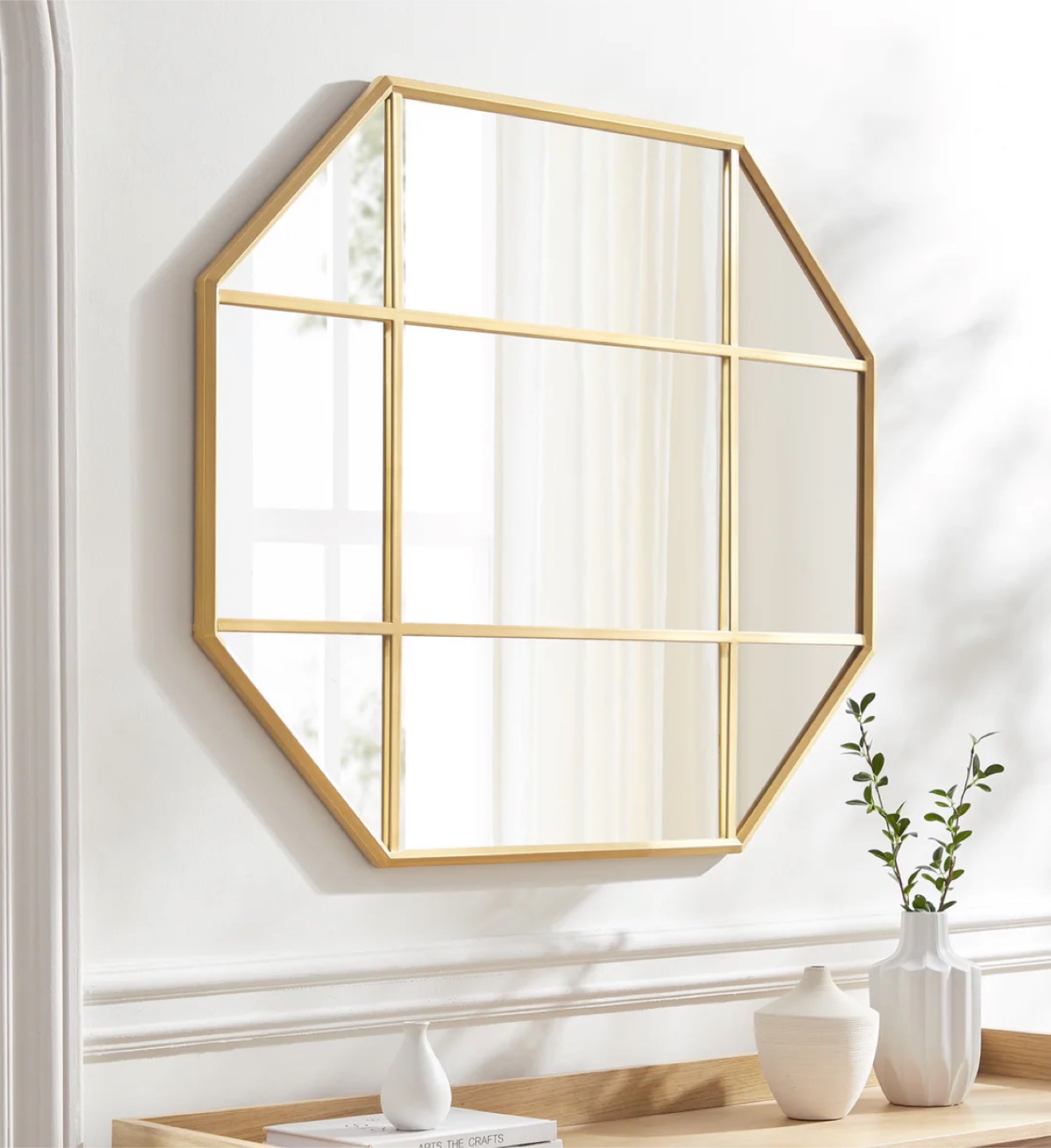 Octagon Gold Metal Frame Wall Mirror - photo 3