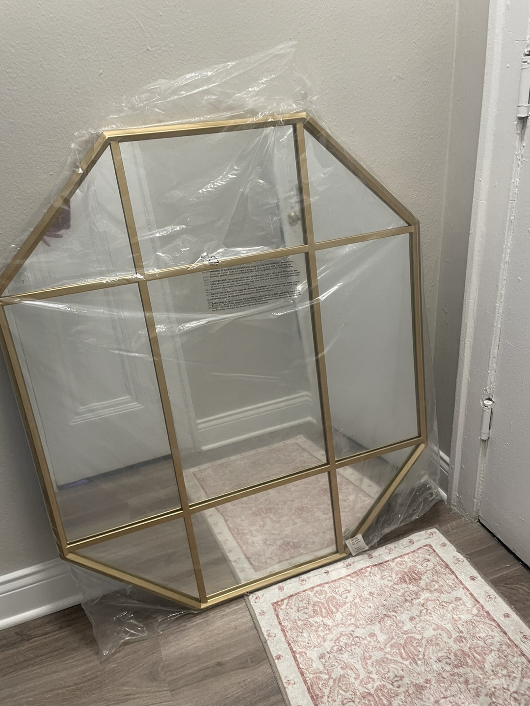 Octagon Gold Metal Frame Wall Mirror