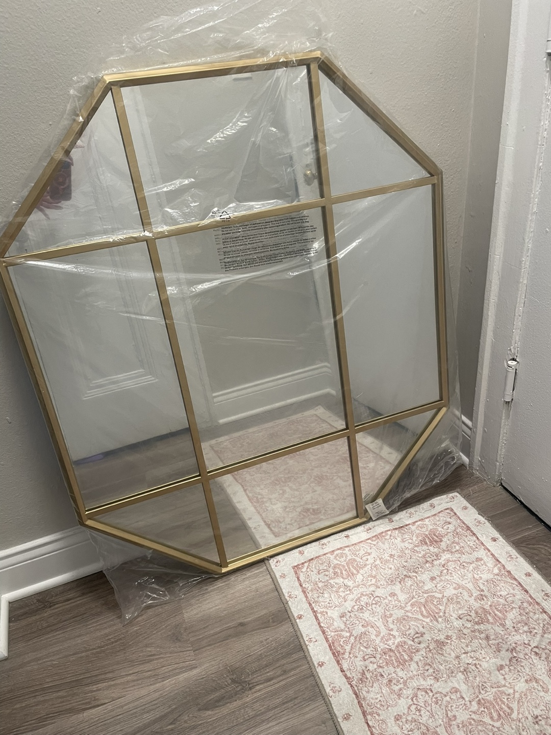 Octagon Gold Metal Frame Wall Mirror - photo 2