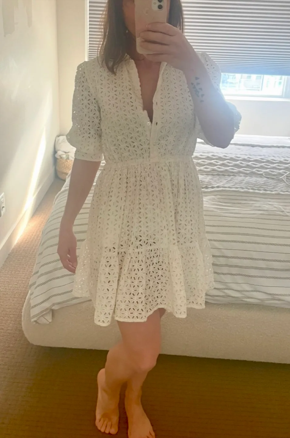 MC2 St Barts White Sangallo Mini Dress - Size S image indicator(3)