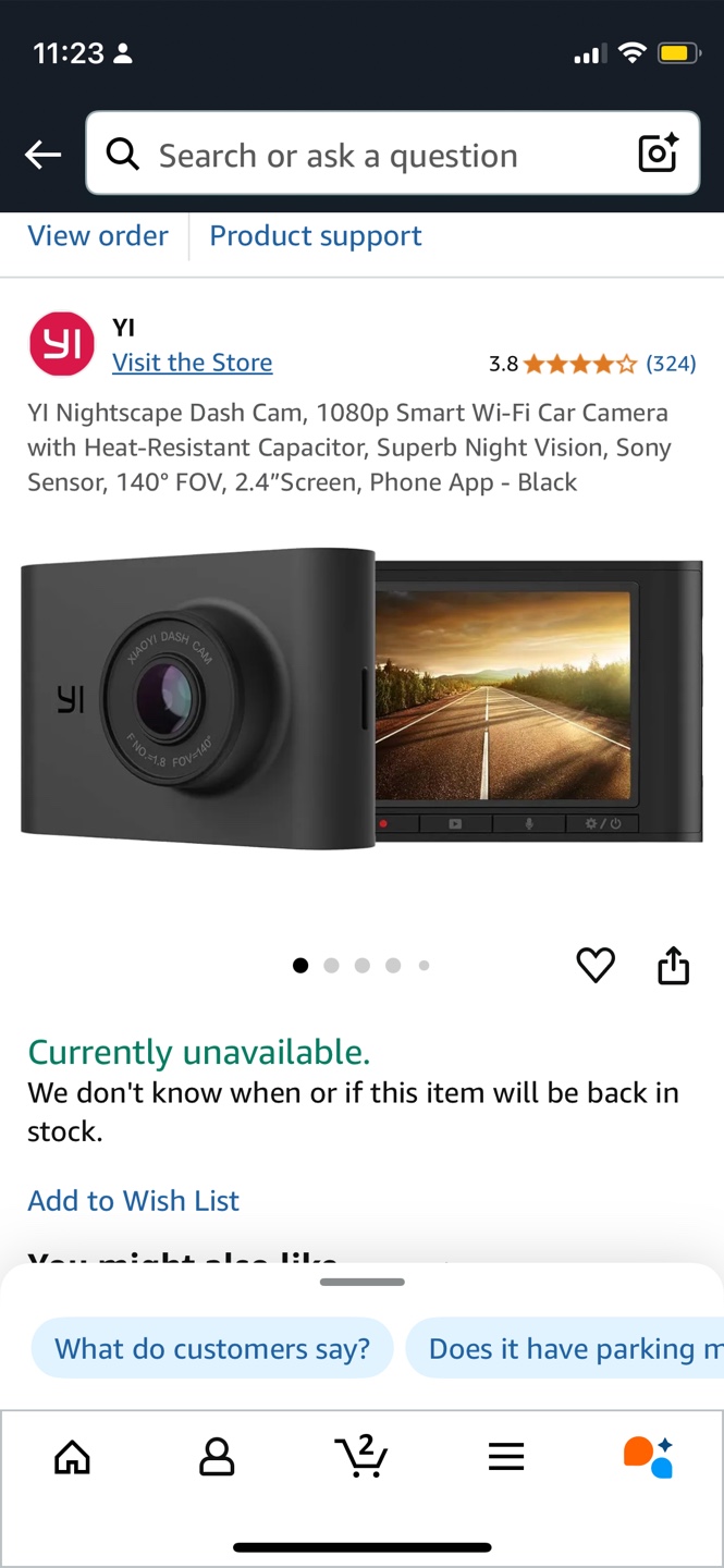 YI Nightscape Dash Cam 1080p Smart Wi-Fi Car Camera