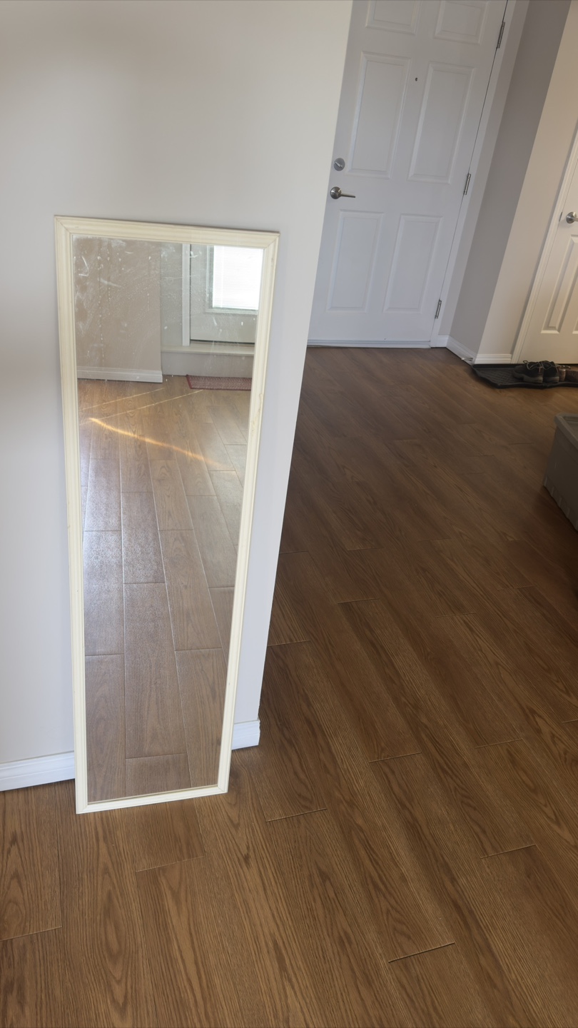 Full-length mirror with off-white frame
