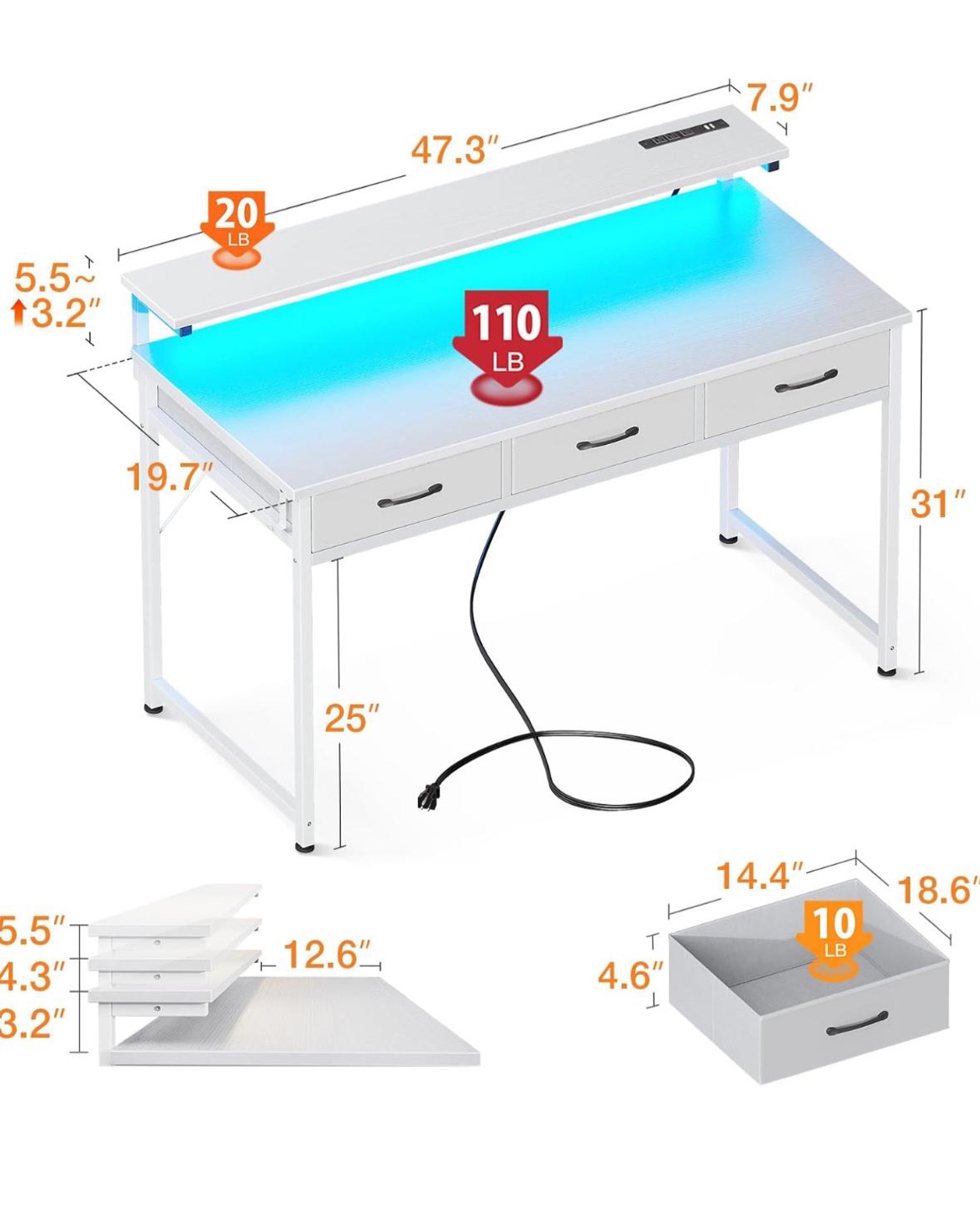 MOVE OUT SALE!! White Computer Desk - photo 4