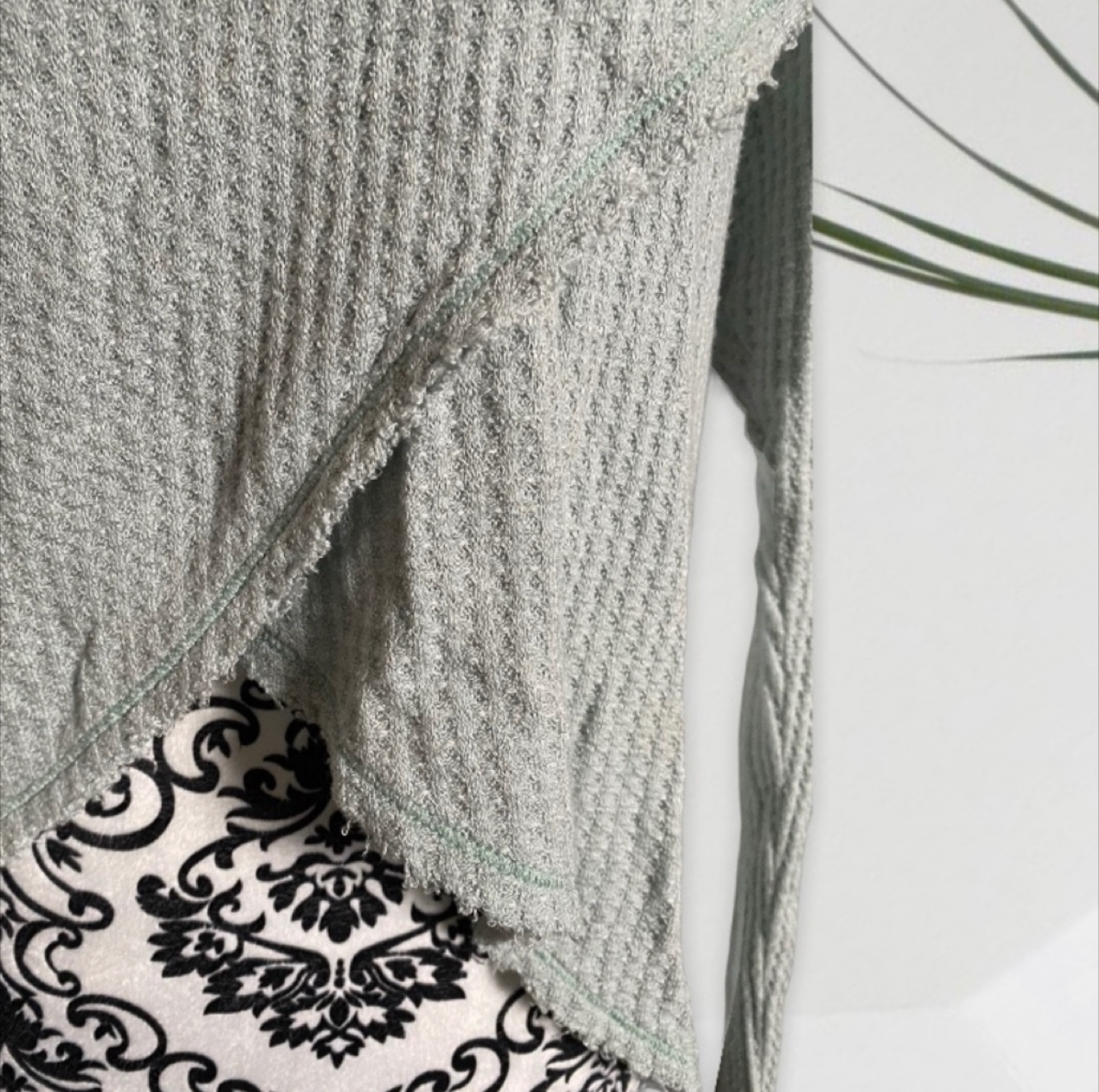 Free People sage green waffle knit asymmetrical sweater - photo 4