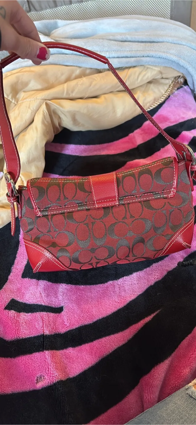 Vintage Coach Soho Flap Bag - Red & Brown thumbnail