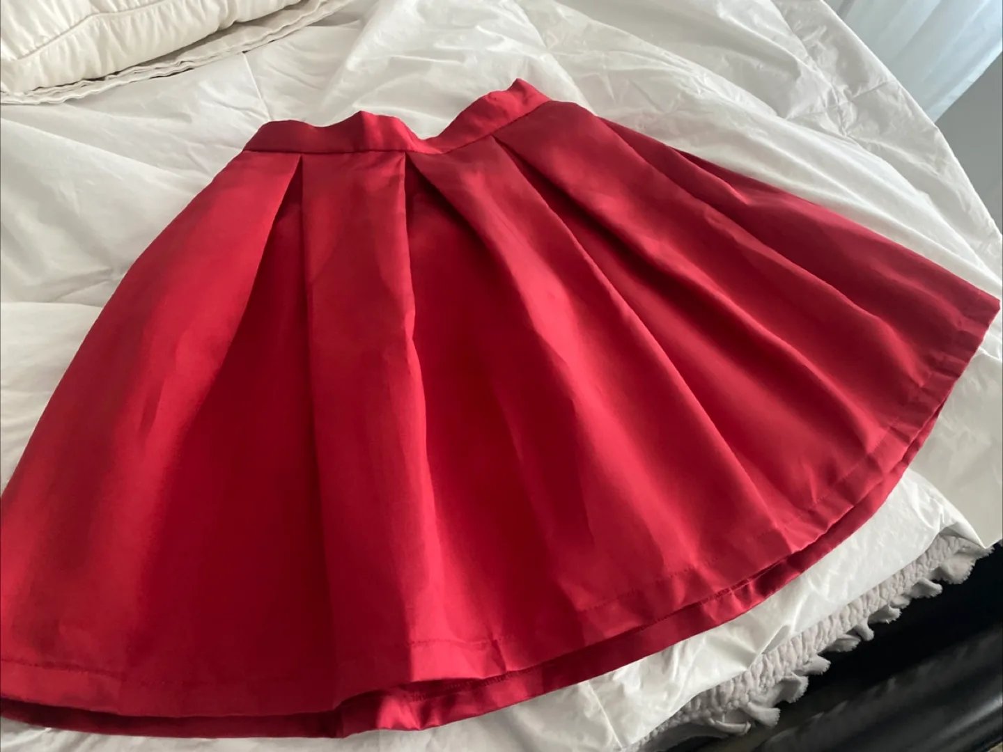 Wine / Burgundy Pleated Mini Skirt Holiday / Party thumbnail