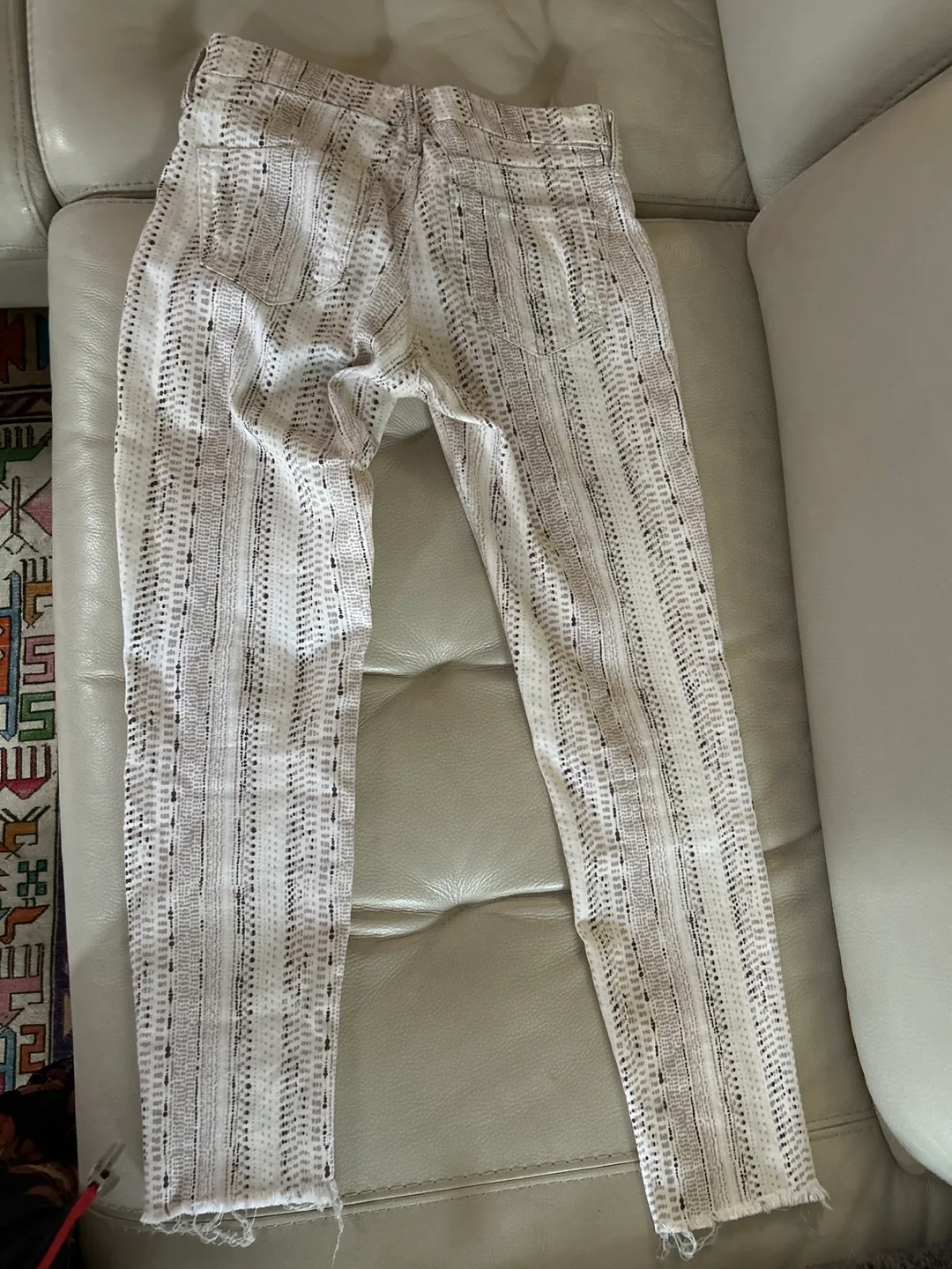 Women's White and Brown Patterned Ankle Jeans image indicator(2)