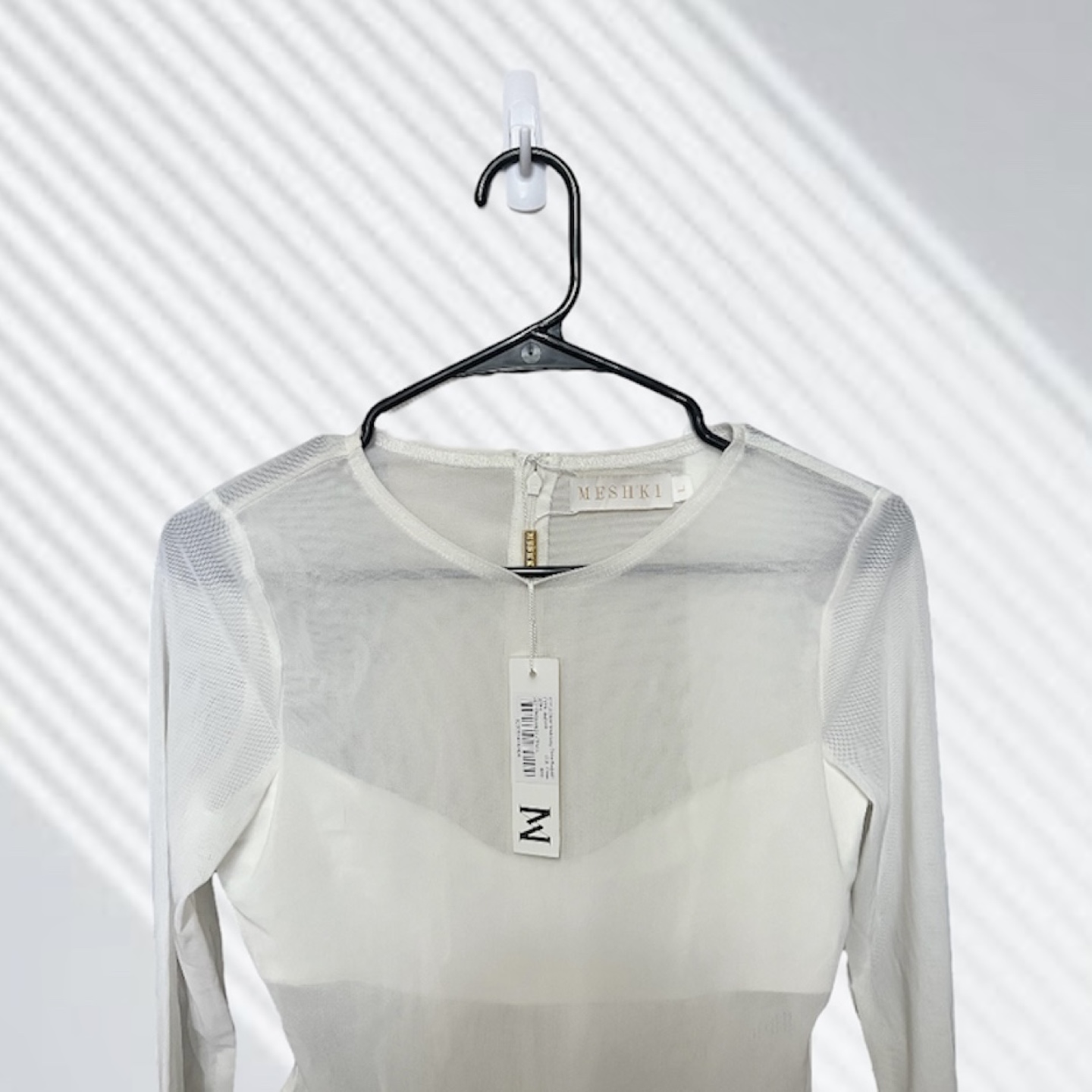 Meshki Long Sleeve Bodysuit - Size L - Cream Mesh Club Outfit - photo 4