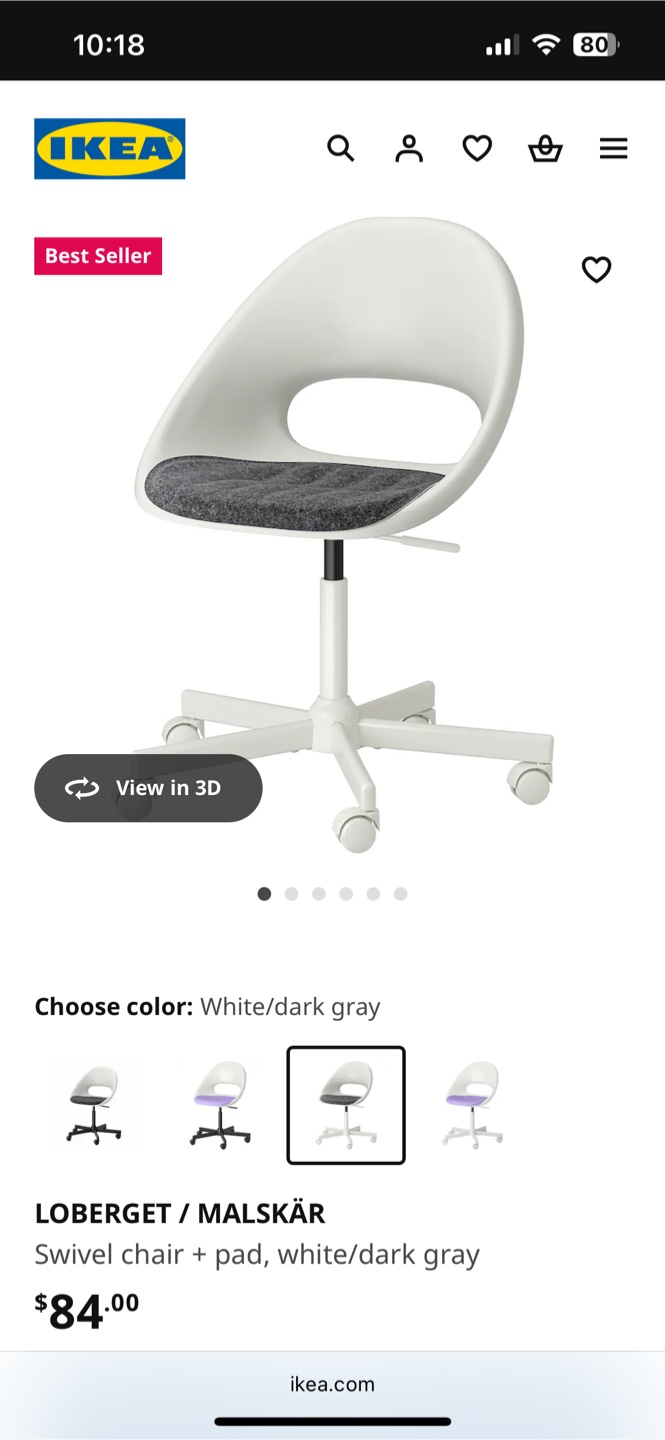 IKEA Swivel Chair with Pad | Fixed height
