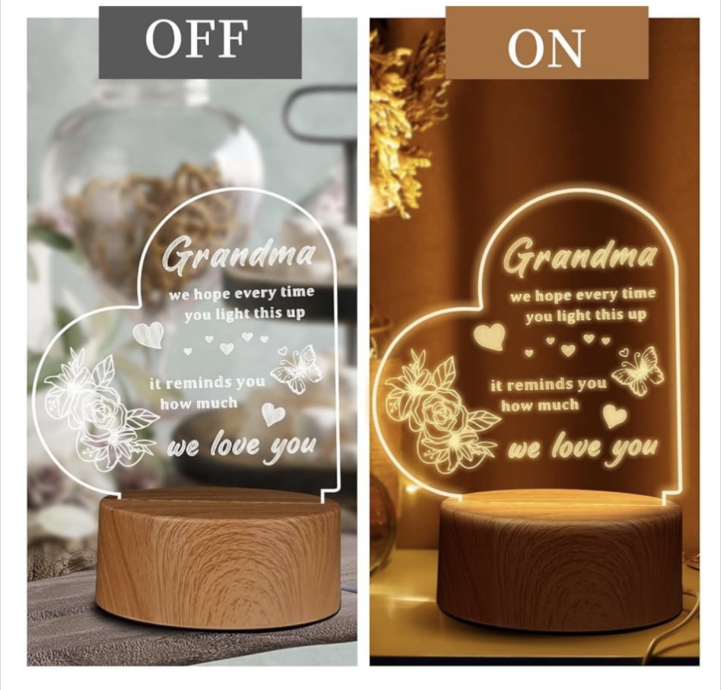 Heart-shaped Engraved Acrylic USB Night Light Lamp - photo 3