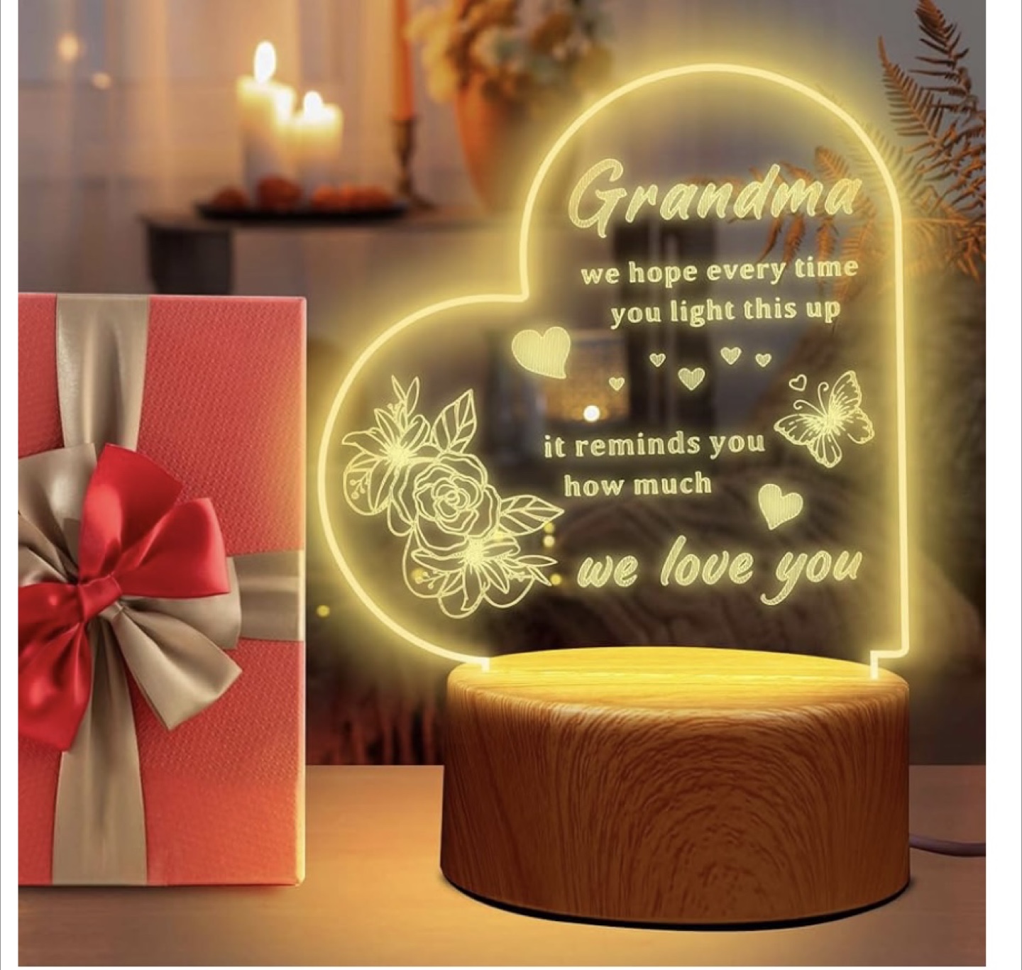 Heart-shaped Engraved Acrylic USB Night Light Lamp - photo 2