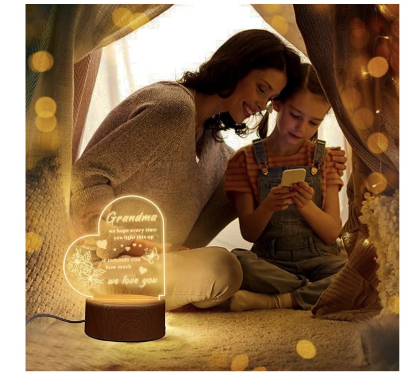 Heart-shaped Engraved Acrylic USB Night Light Lamp - photo 4