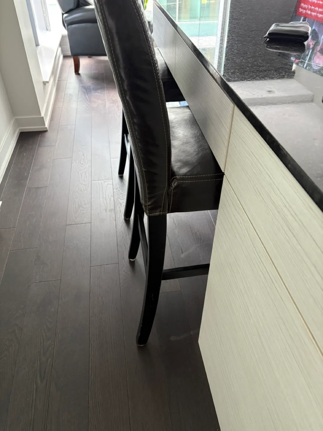 Pair of Brown Leather Bar Stools image indicator(4)