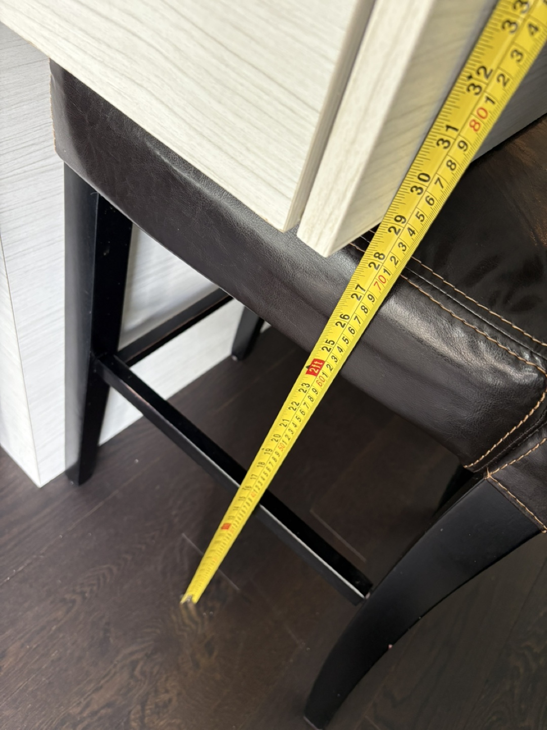 Pair of Brown Leather Bar Stools - photo 3