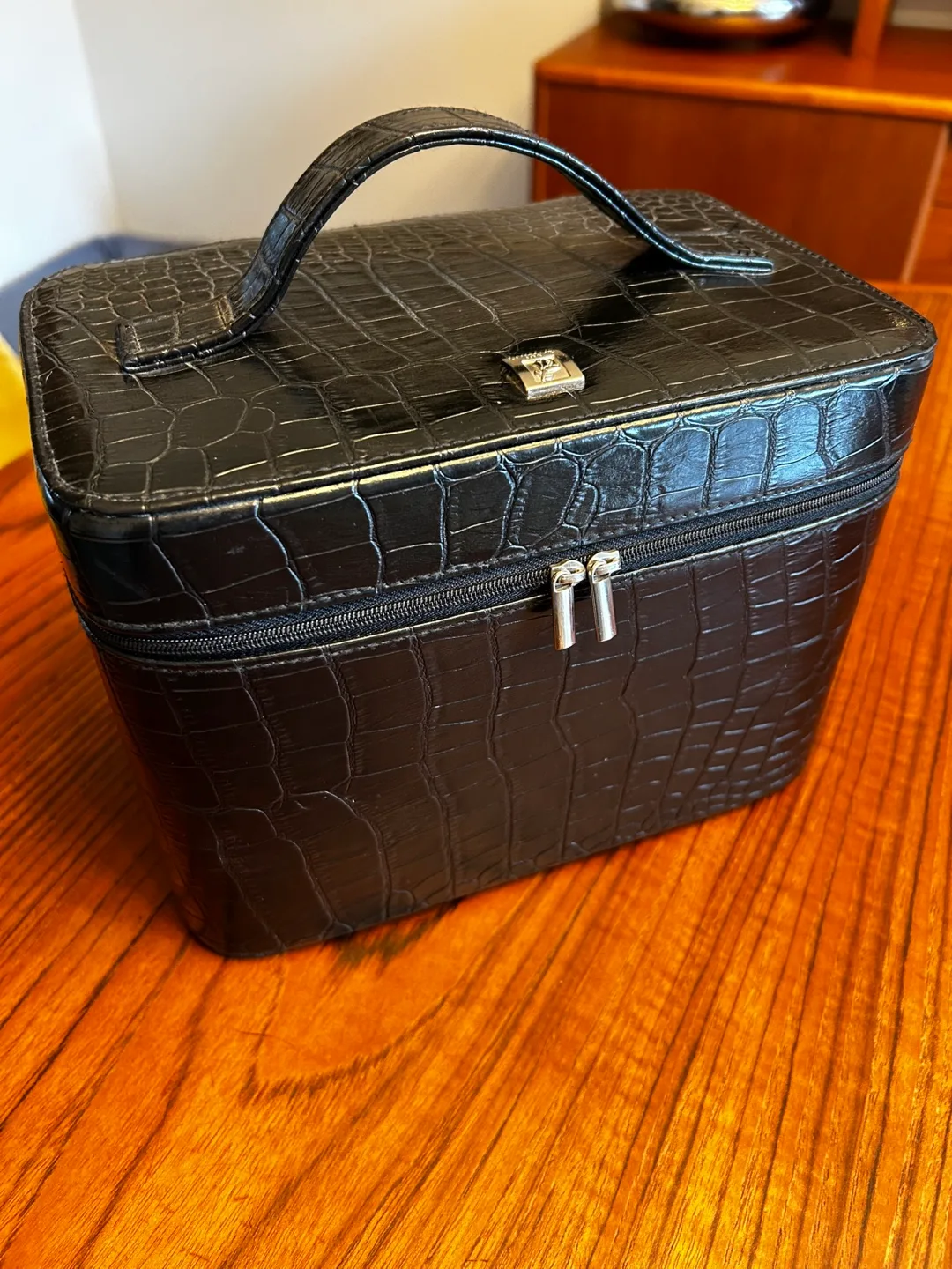 Faux croc-skin travel case for makeup, accessories, etc. thumbnail