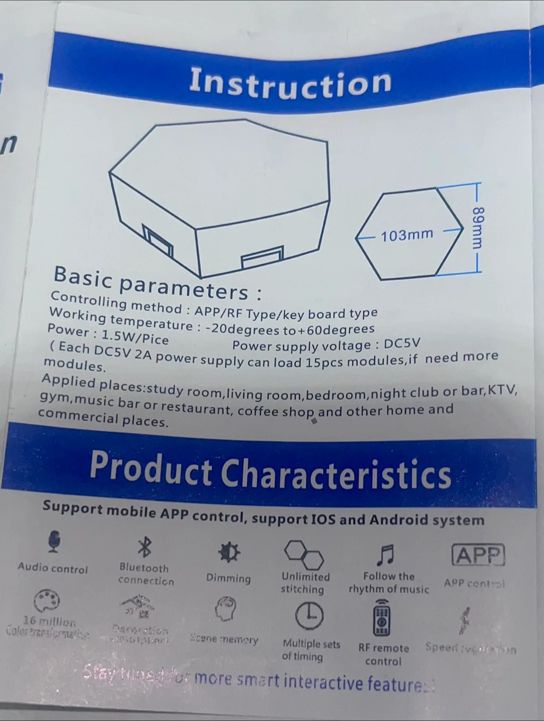 Smart Scene Music Lamps - DIY Hexagon LED Light Panels image indicator(2)