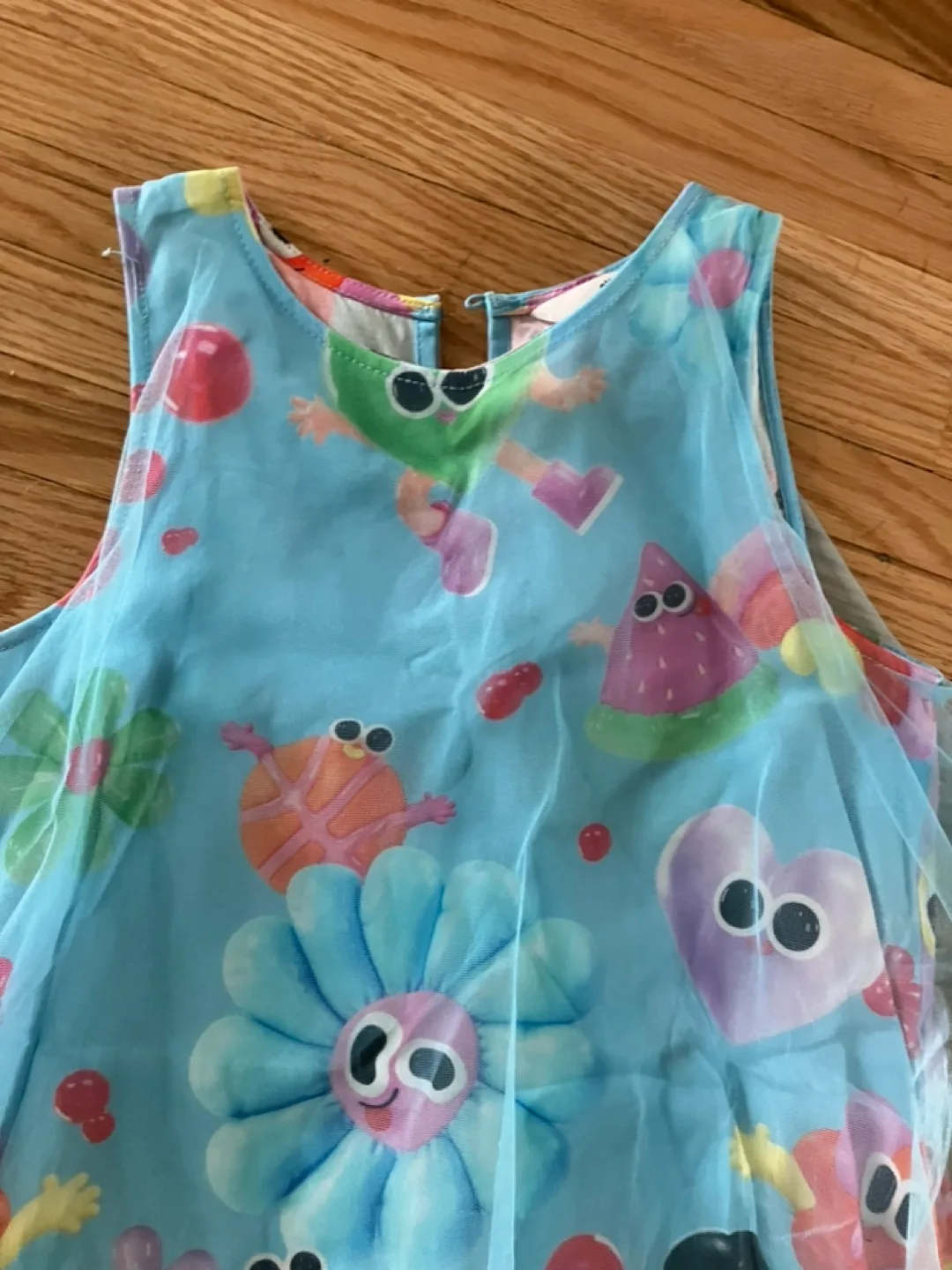 Adorable Girls' Character Print Dress with Tulle Overlay image indicator(2)