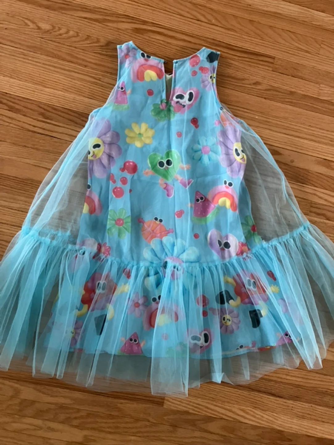 Adorable Girls' Character Print Dress with Tulle Overlay image indicator(6)