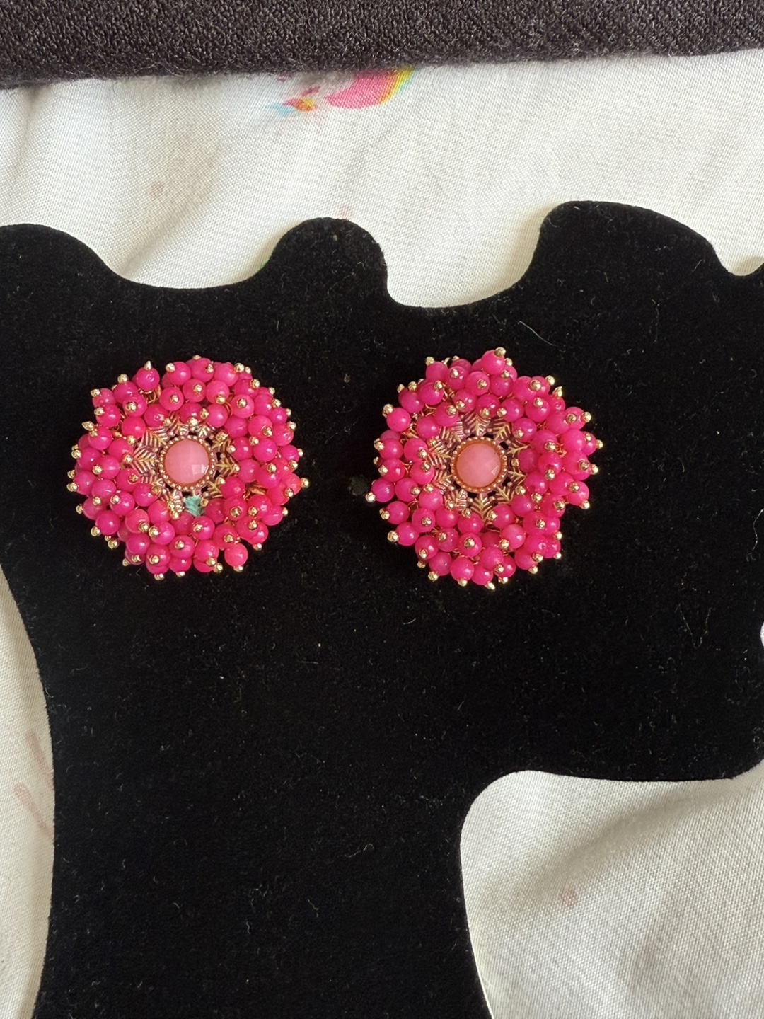 Pink Beaded Stud Earrings - photo 2