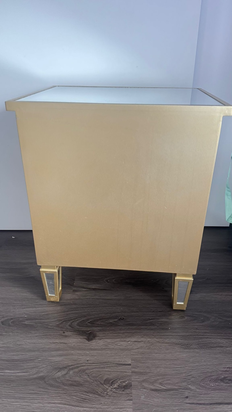 Gold Mirrored Nightstand with Three Drawers - photo 5